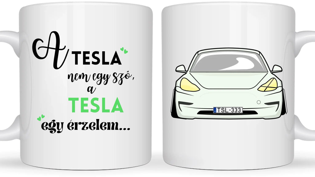 Tesla Model 3 - Egyedi személyre szabható bögre