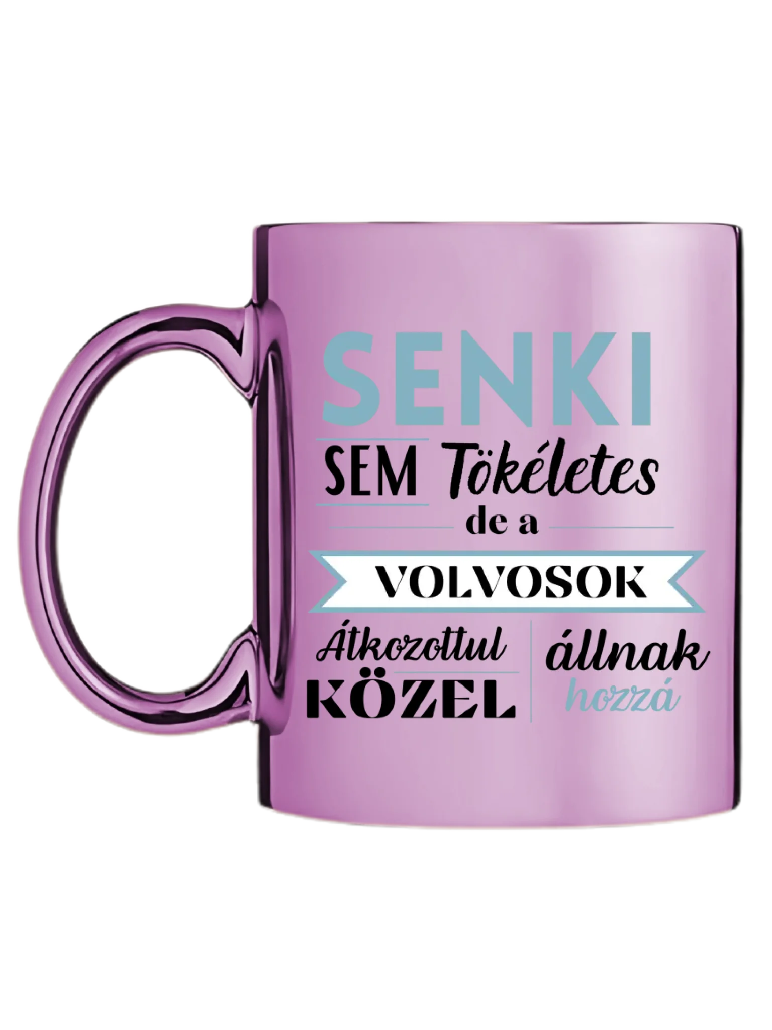 Rózsaszín metál bögre bal oldal