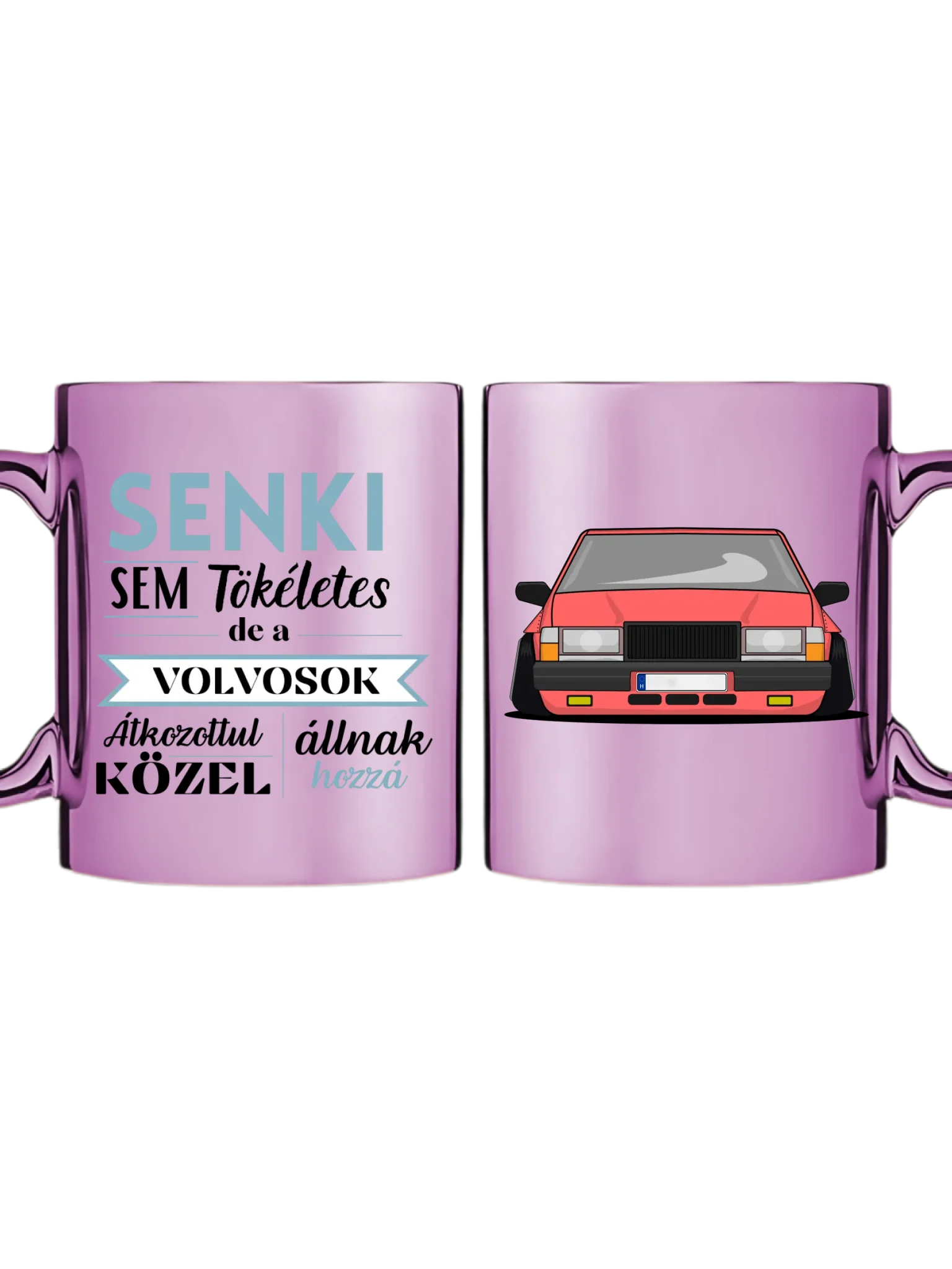 Rózsaszín metál bögre kettős