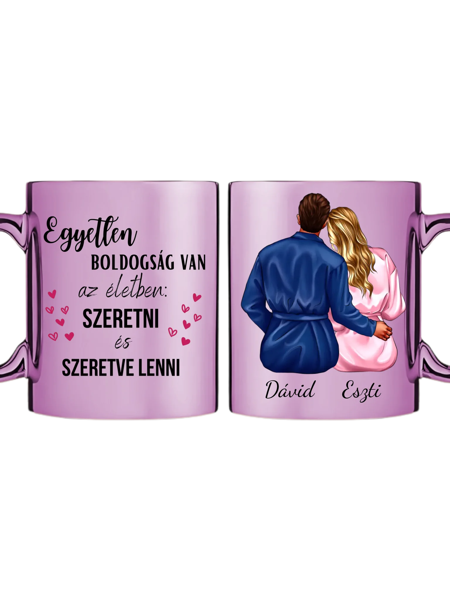Rózsaszín metál bögre kettős