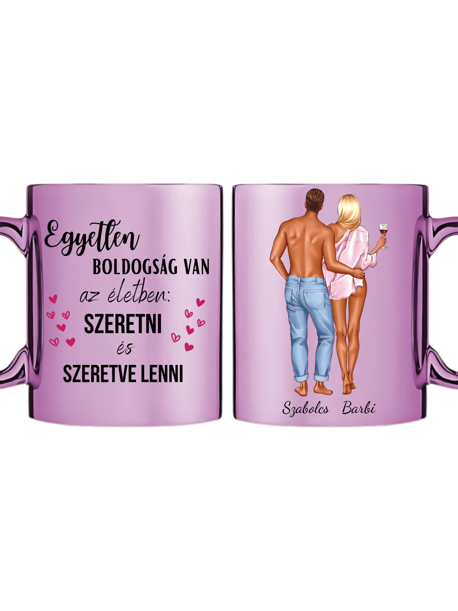 Rózsaszín metál bögre kettős