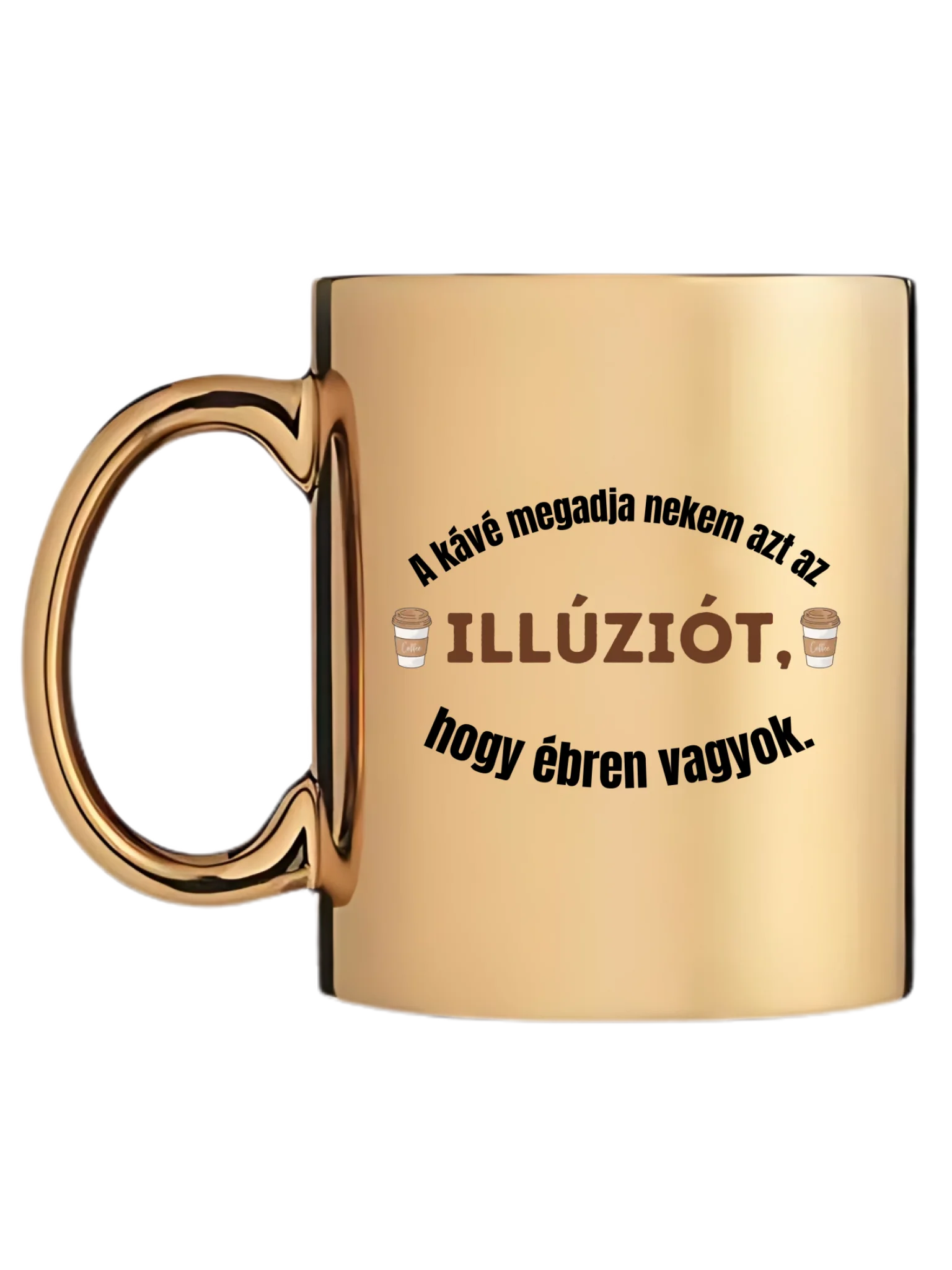 Arany metál bögre bal oldal