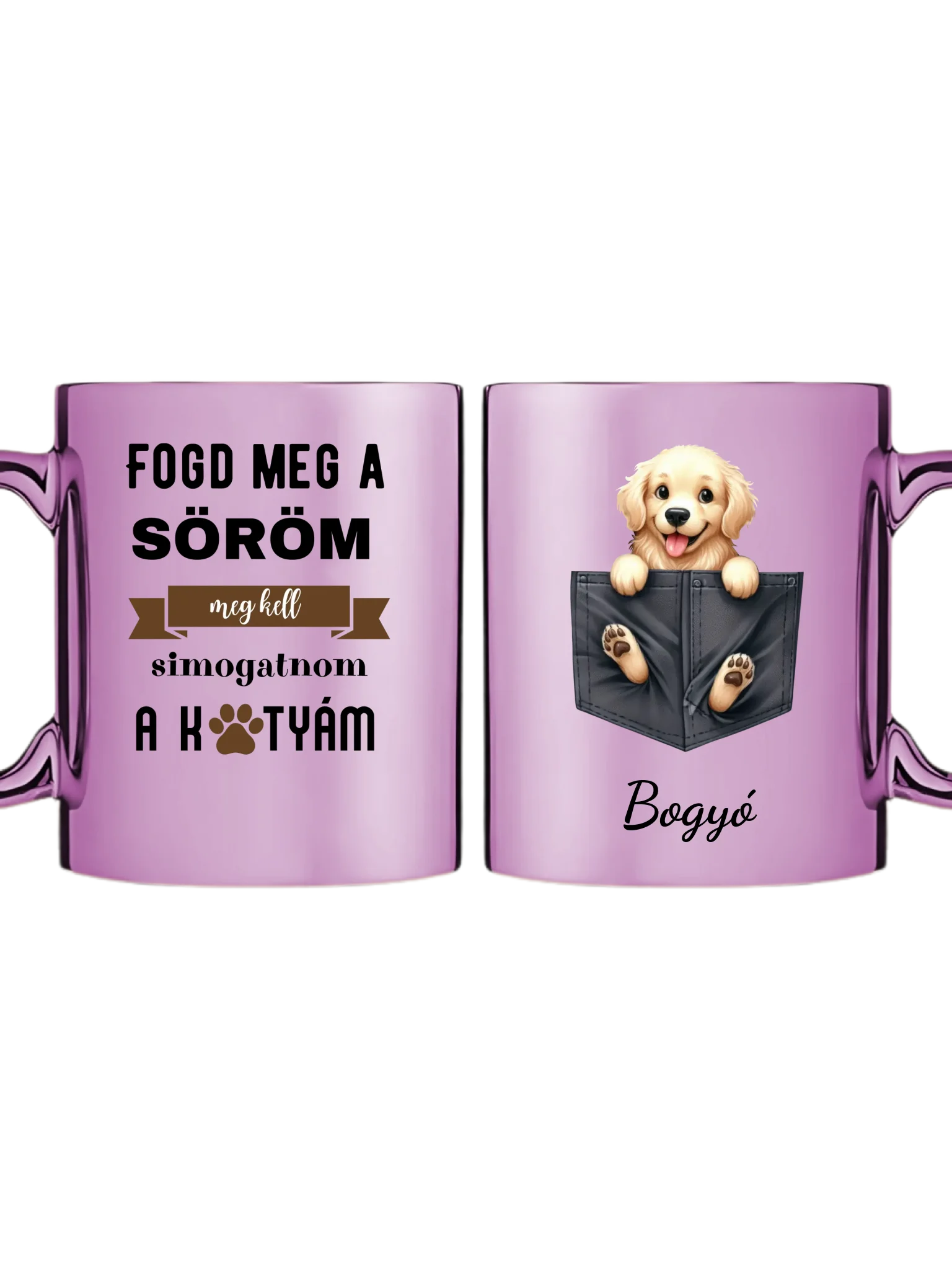 Rózsaszín metál bögre kettős
