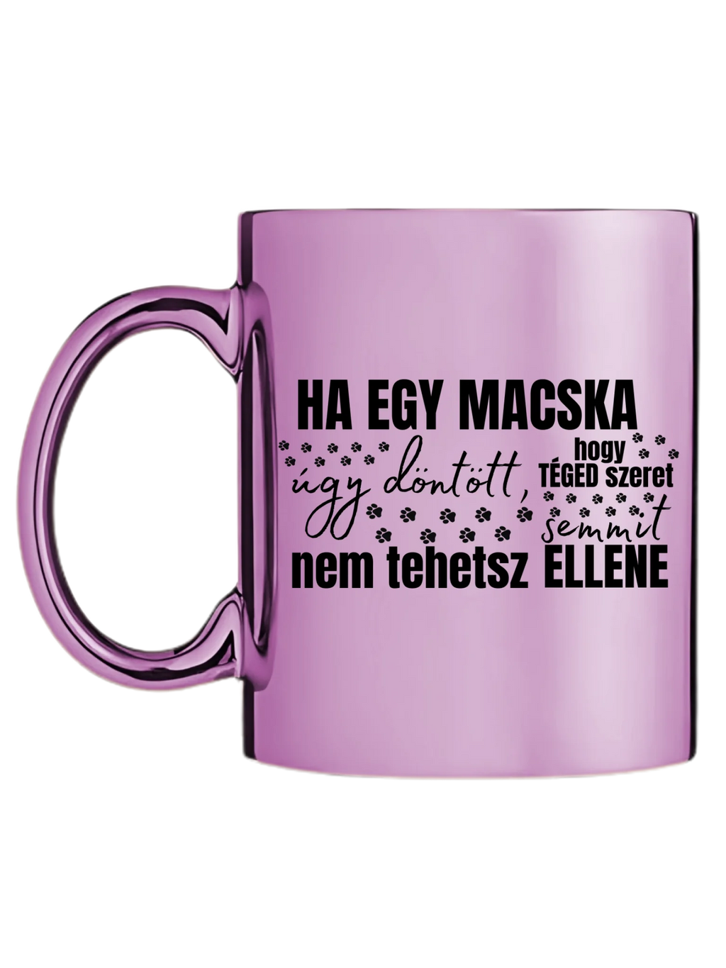 Rózsaszín metál bögre bal oldal