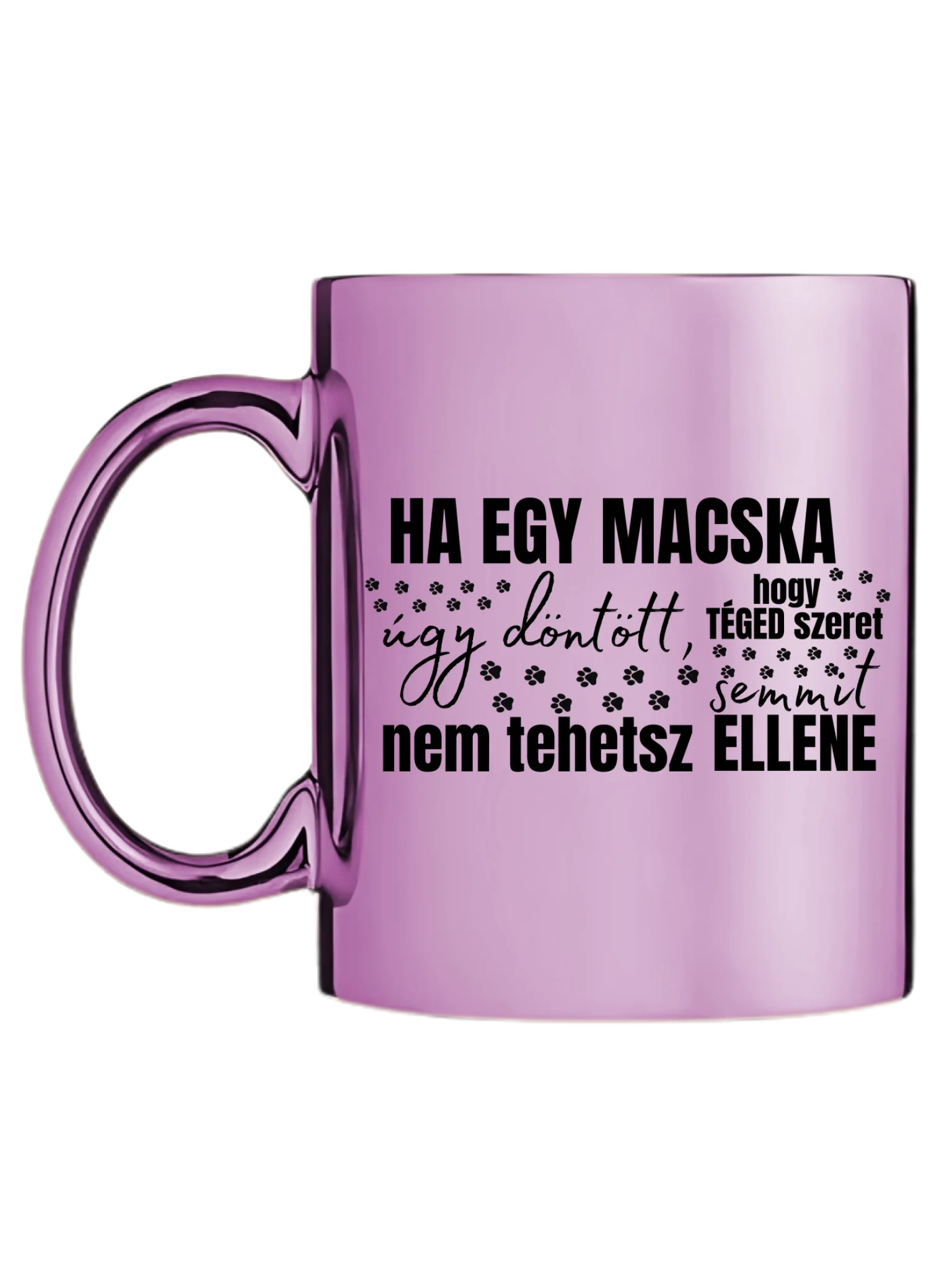 Rózsaszín metál bögre bal oldal