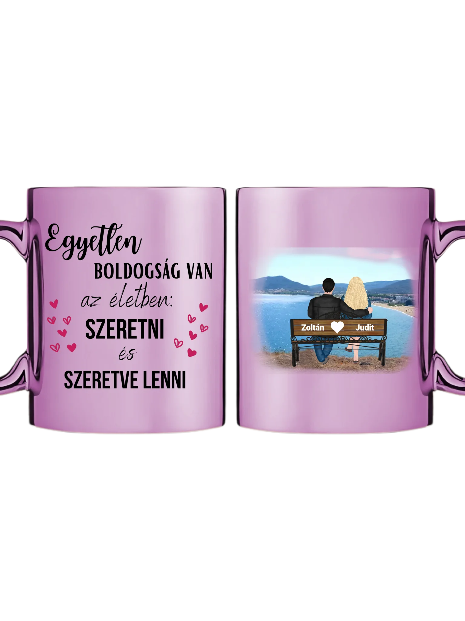 Rózsaszín metál bögre kettős