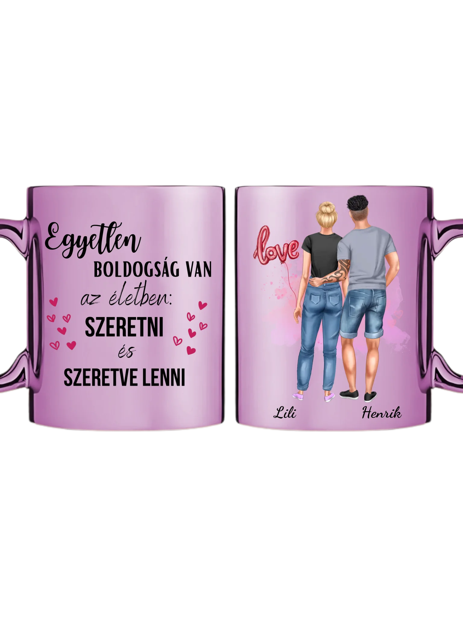 Rózsaszín metál bögre kettős