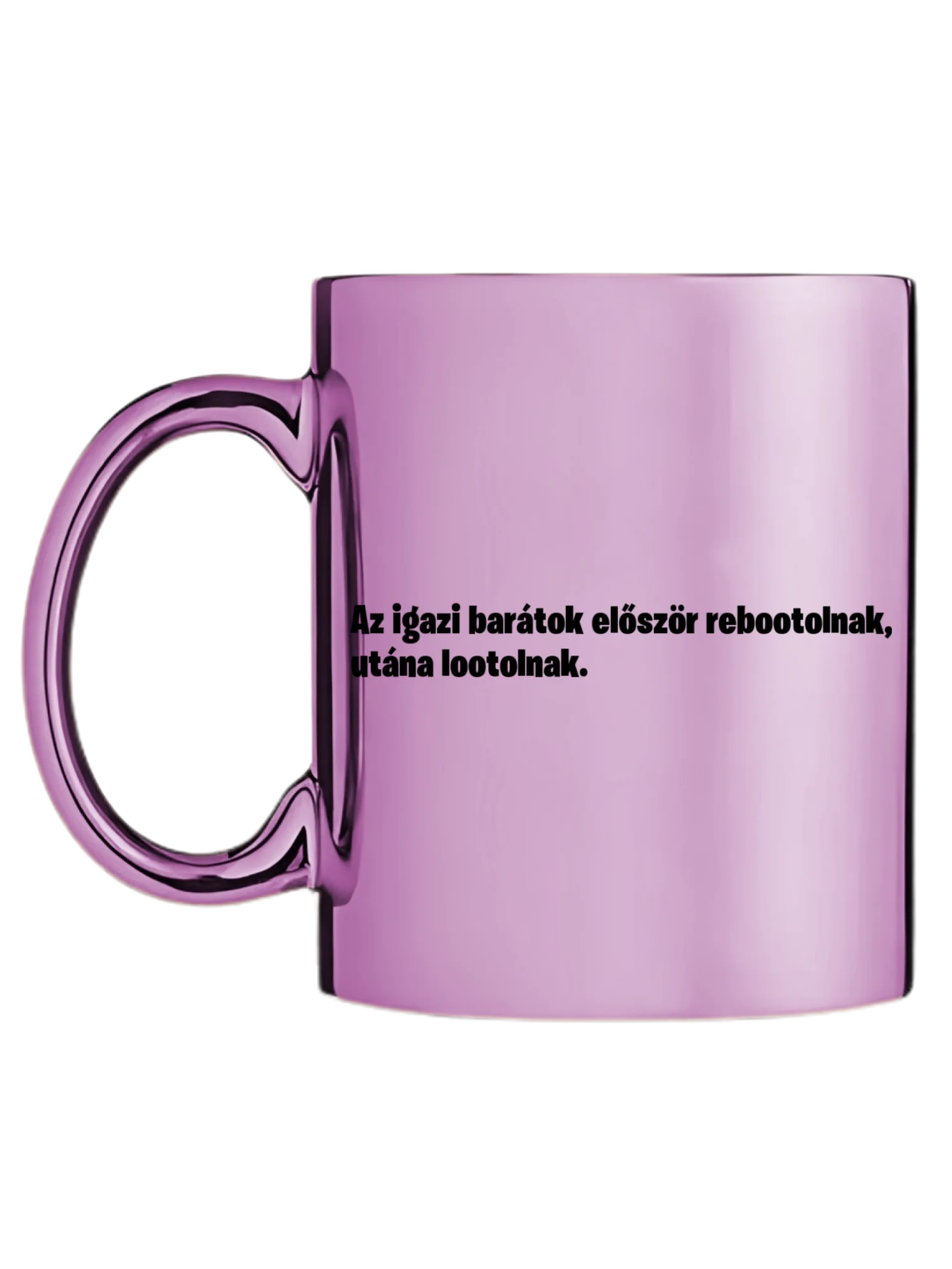 Rózsaszín metál bögre bal oldal