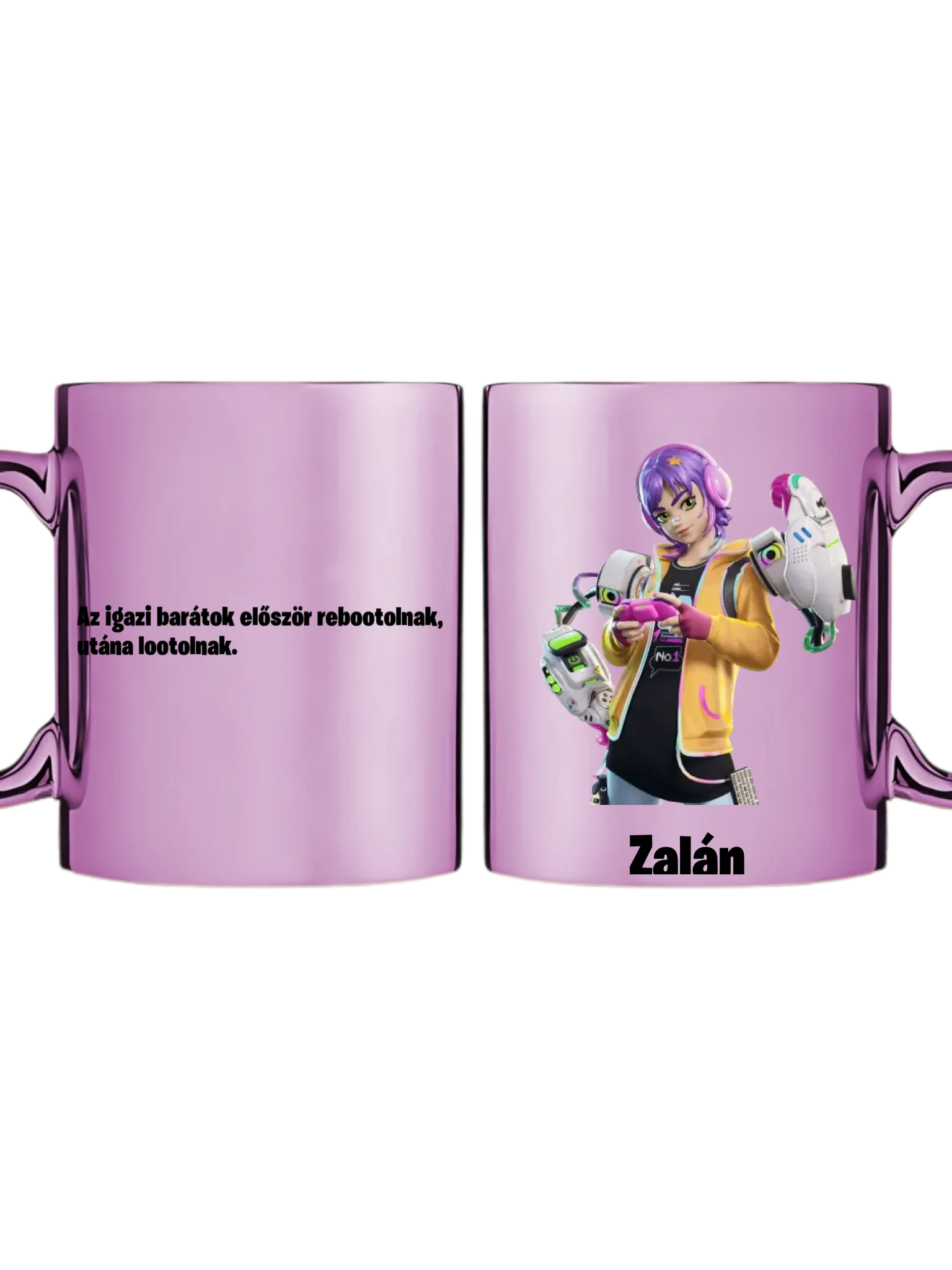 Rózsaszín metál bögre kettős