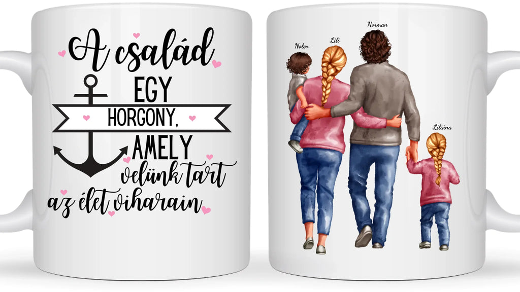 Egyedi bögre a családnak, akár 2 gyermekkel - Egyedi személyre szabható bögre