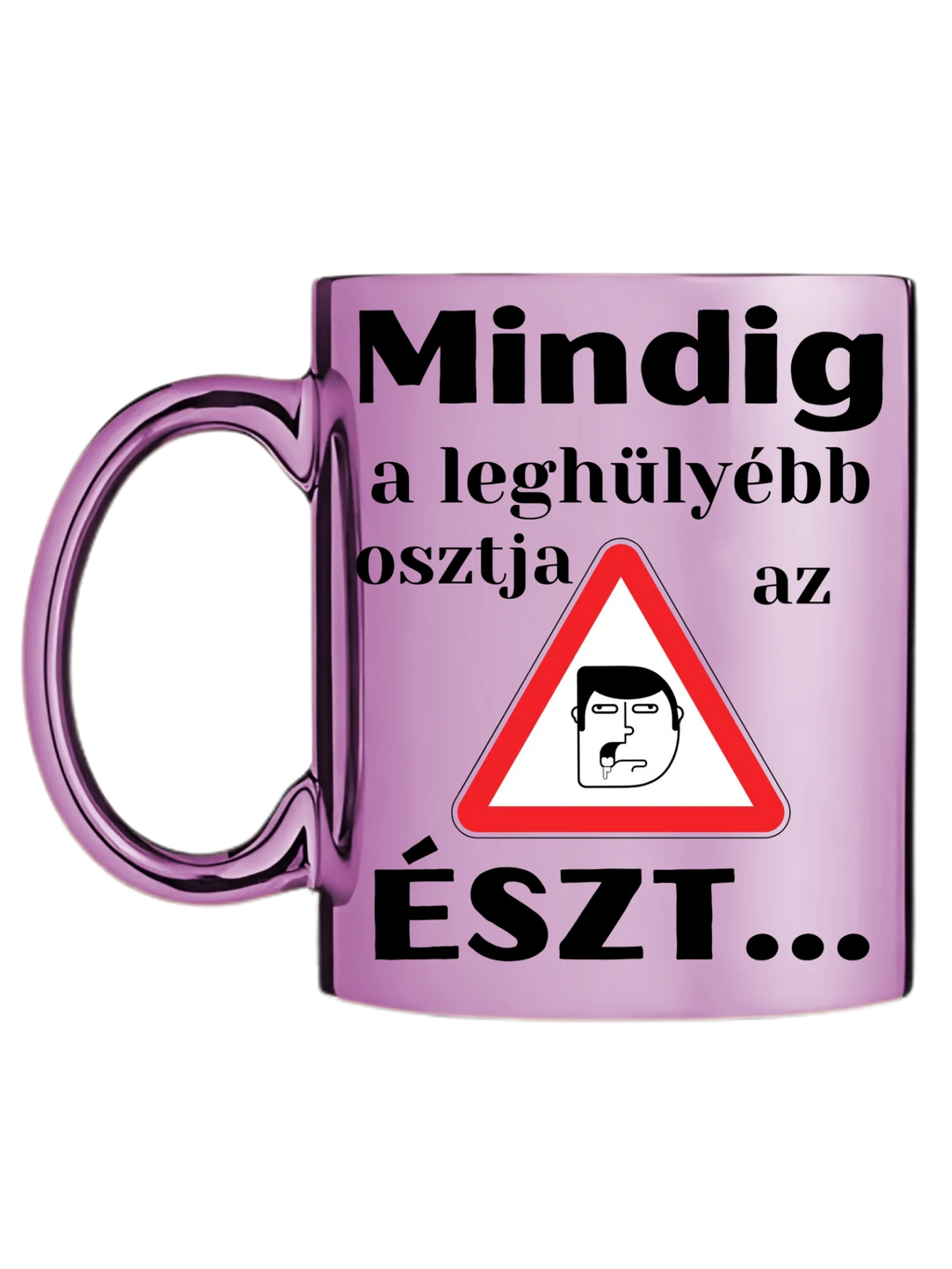 Rózsaszín metál bögre bal oldal