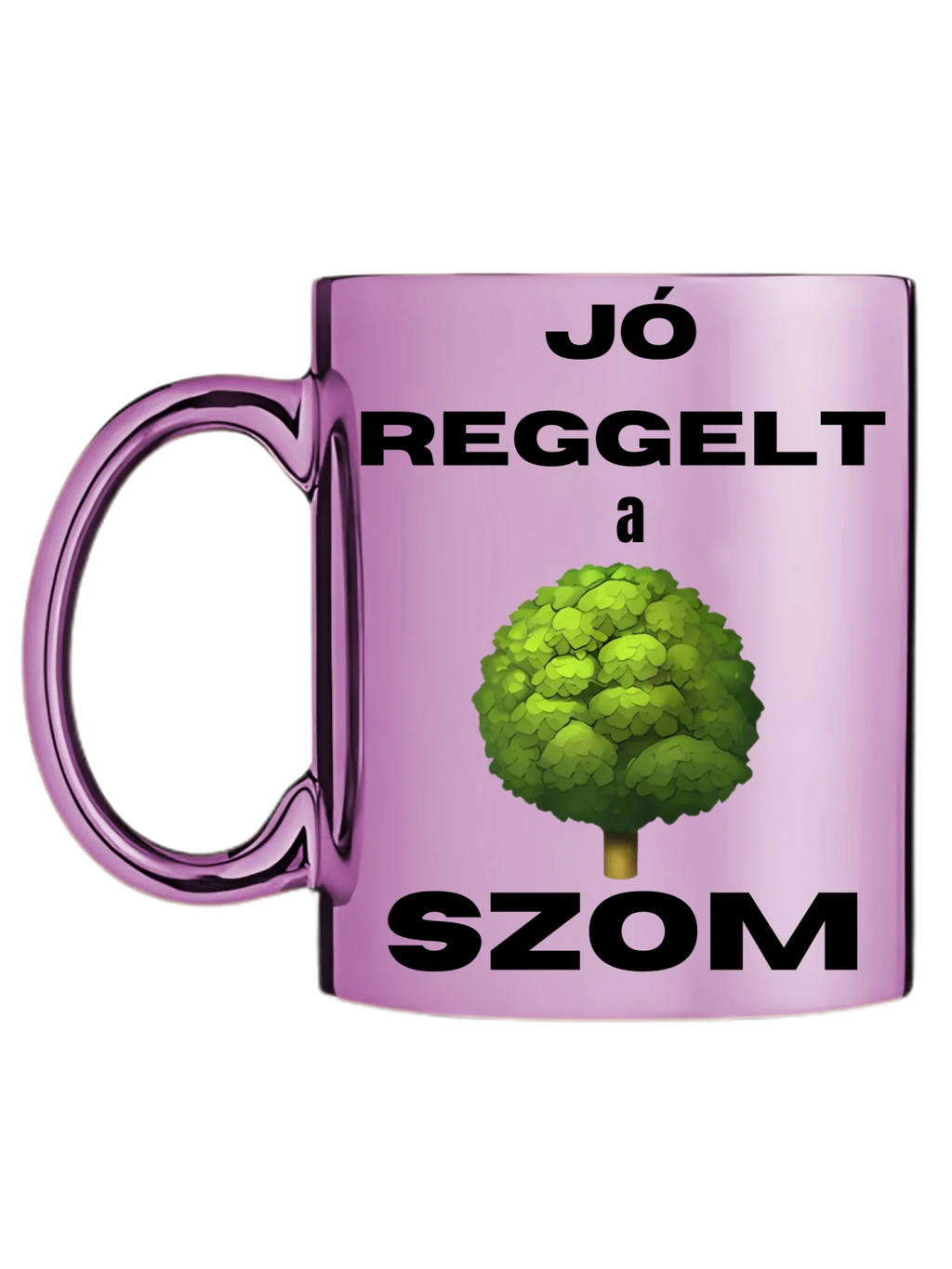 Rózsaszín metál bögre bal oldal