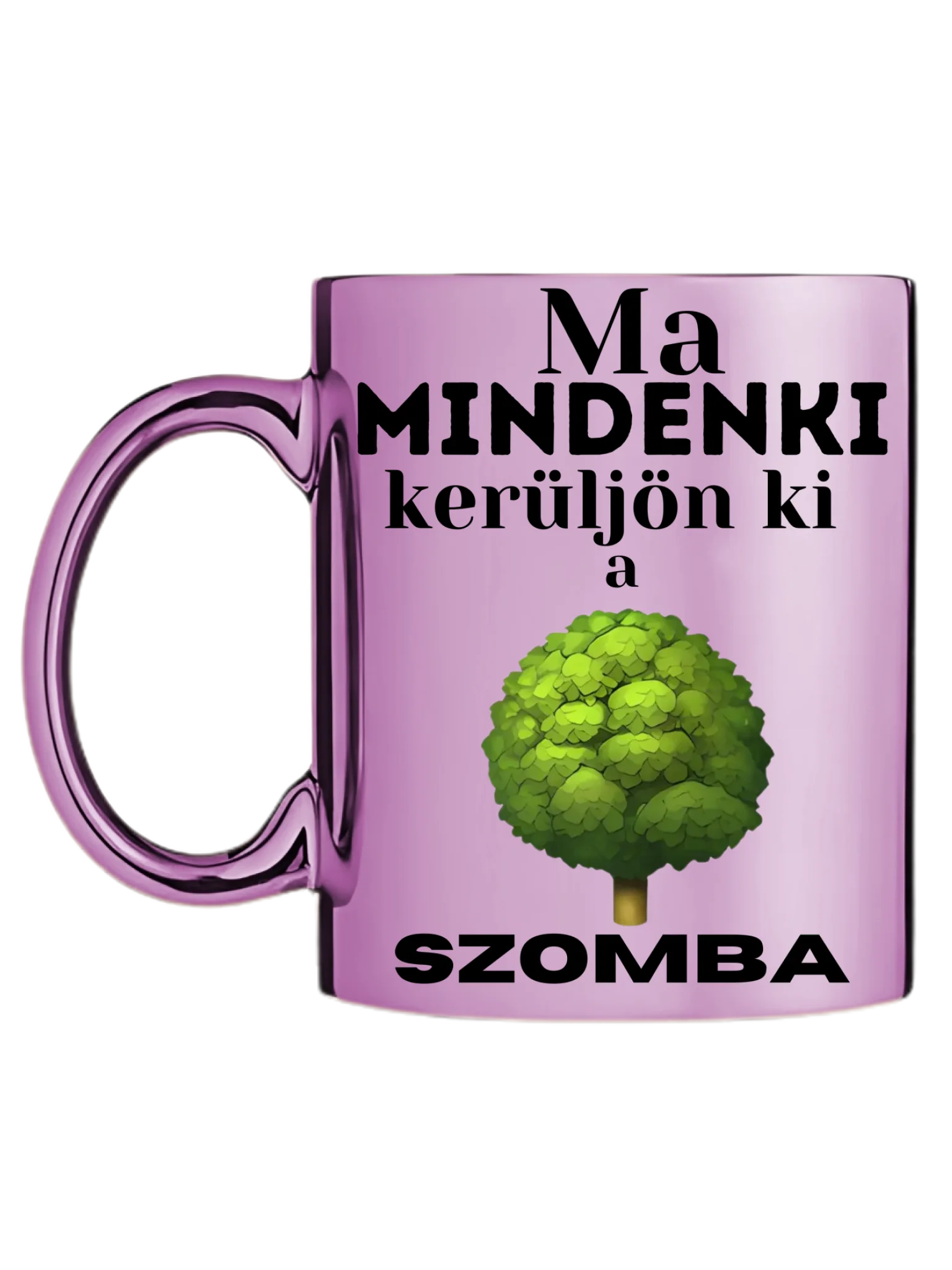 Rózsaszín metál bögre bal oldal