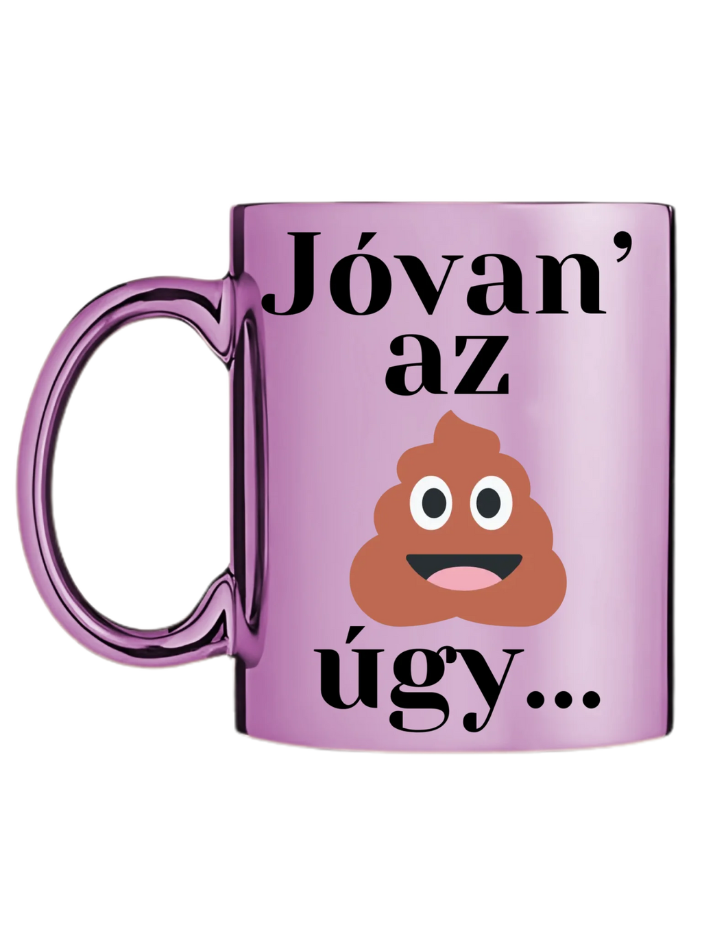Rózsaszín metál bögre bal oldal