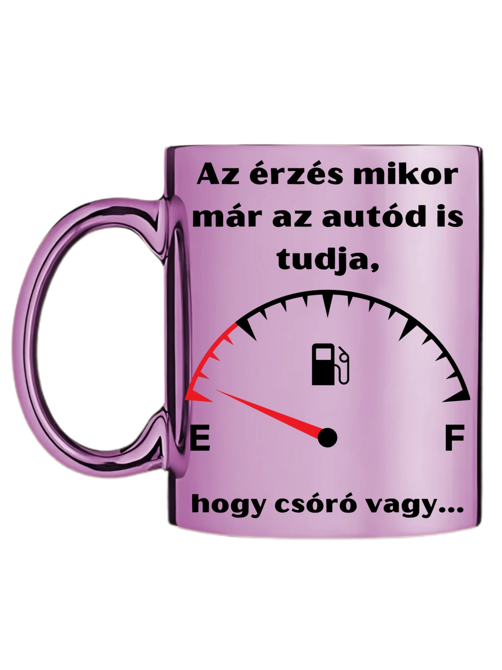 Rózsaszín metál bögre bal oldal