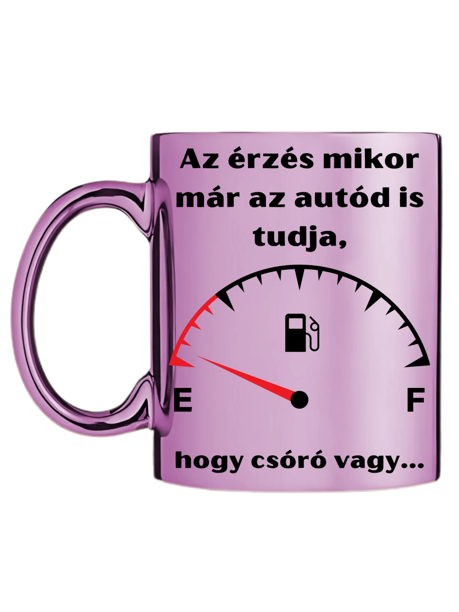 Rózsaszín metál bögre bal oldal