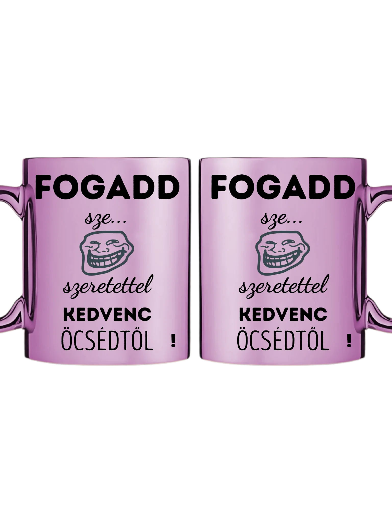 Rózsaszín metál bögre kettős