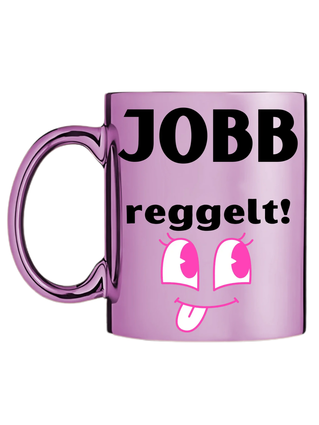Rózsaszín metál bögre bal oldal