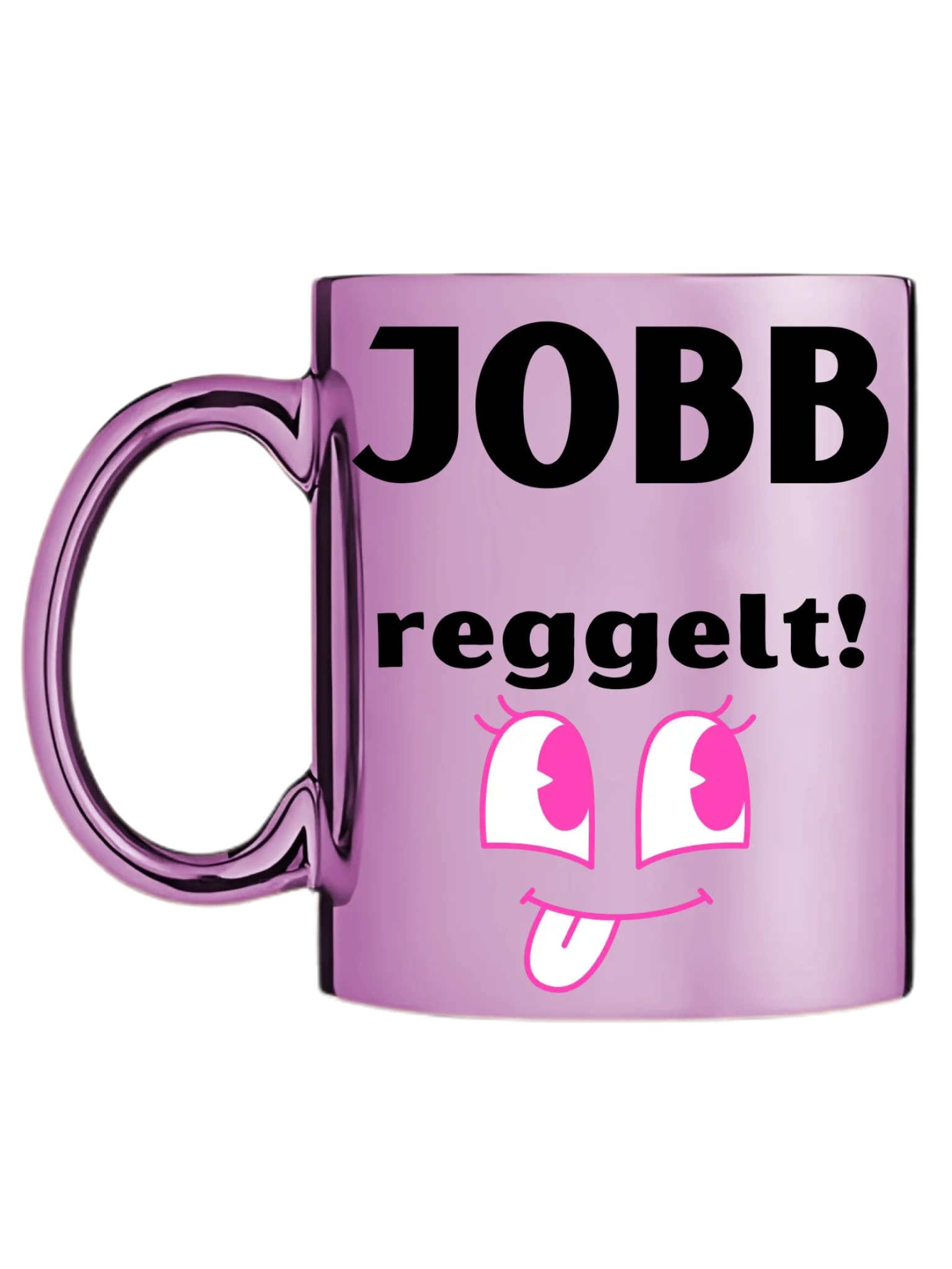 Rózsaszín metál bögre bal oldal