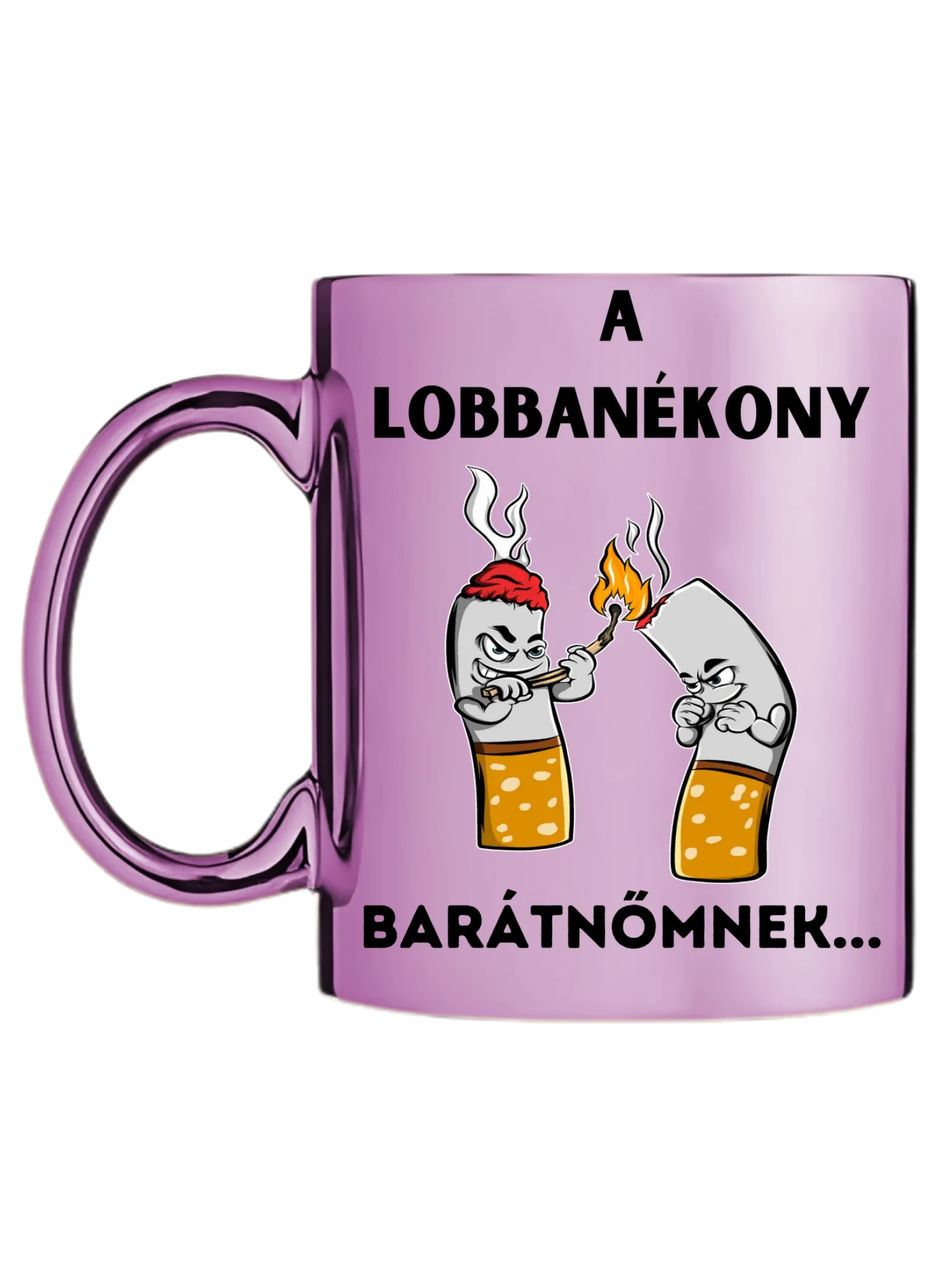 Rózsaszín metál bögre bal oldal
