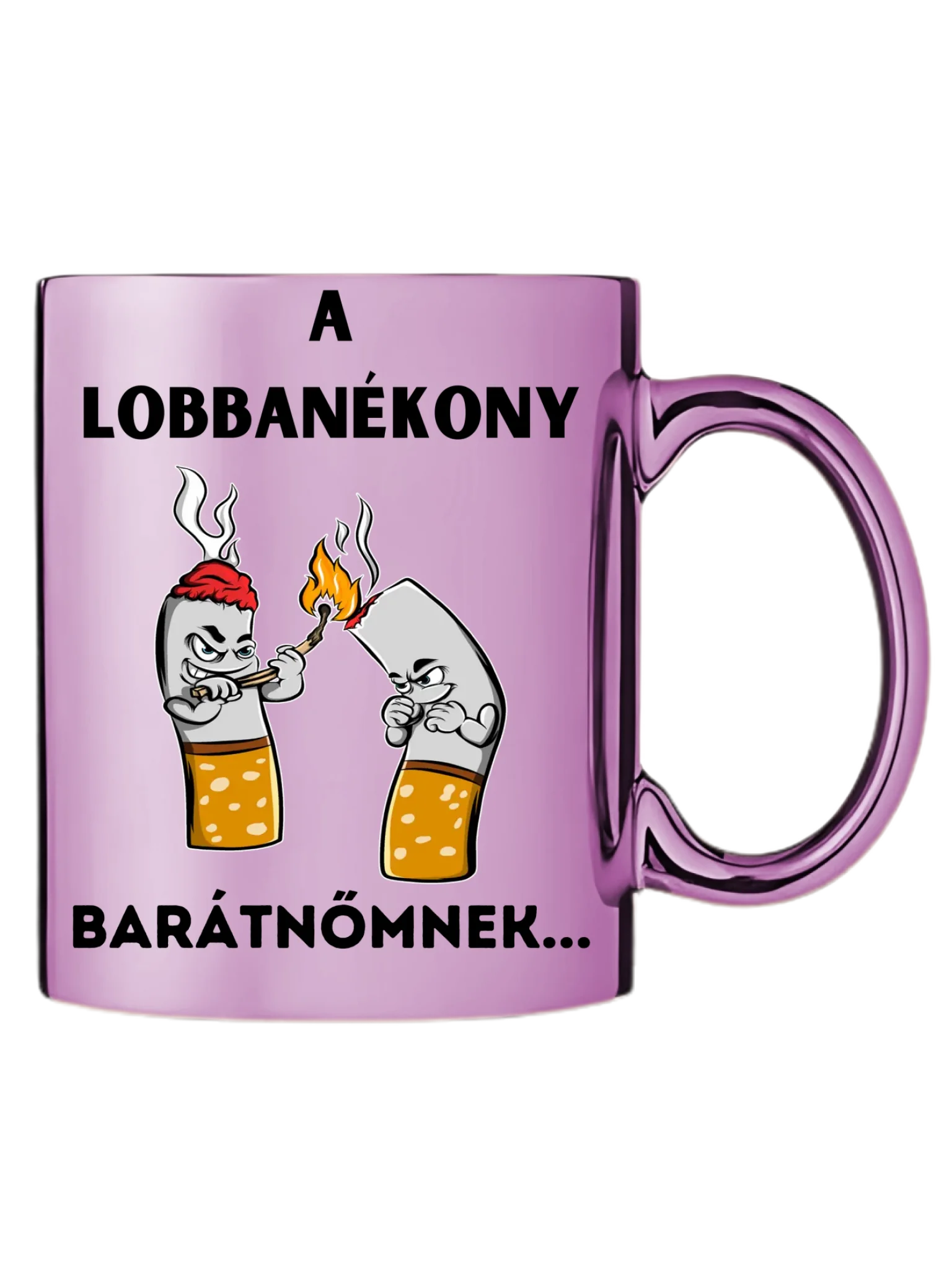 Rózsaszín metál bögre jobb oldal