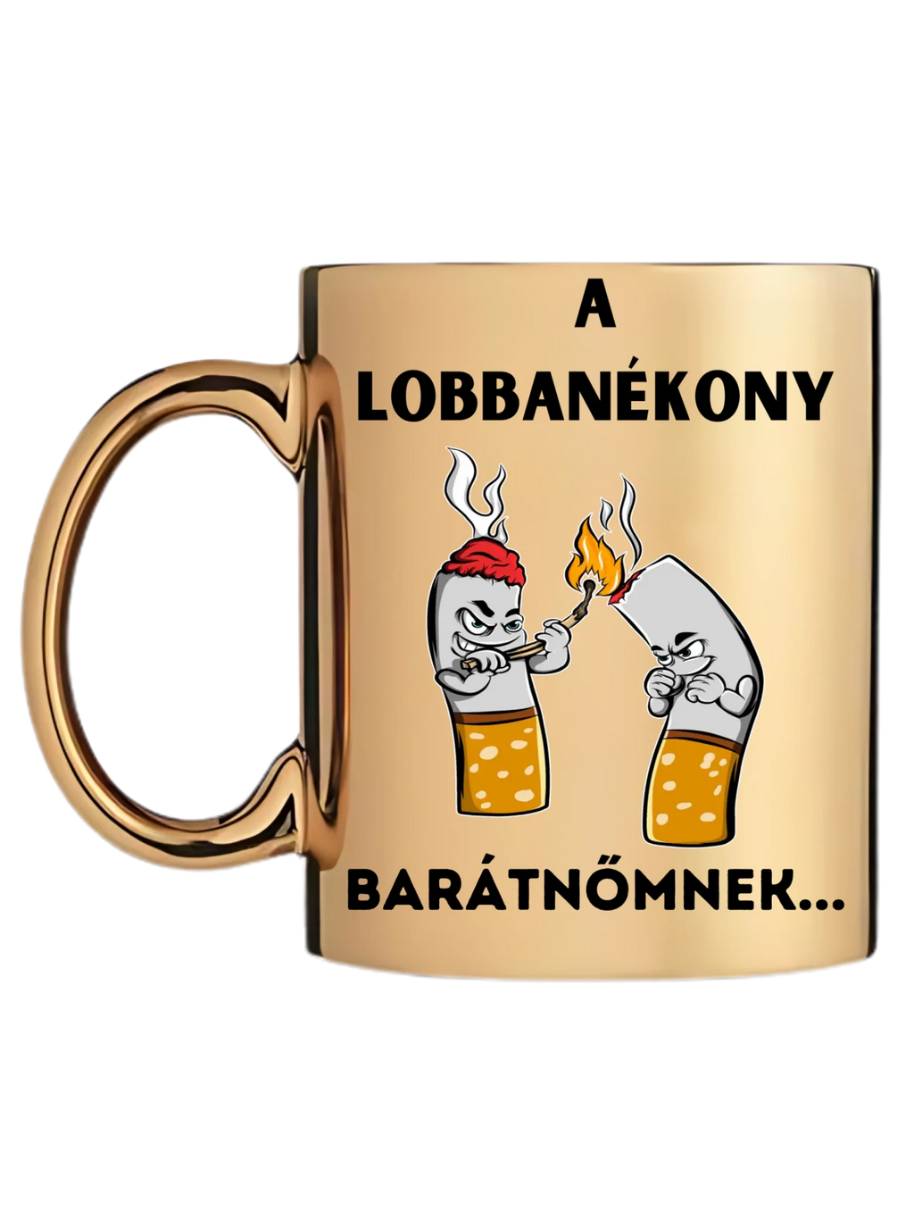 Arany metál bögre bal oldal
