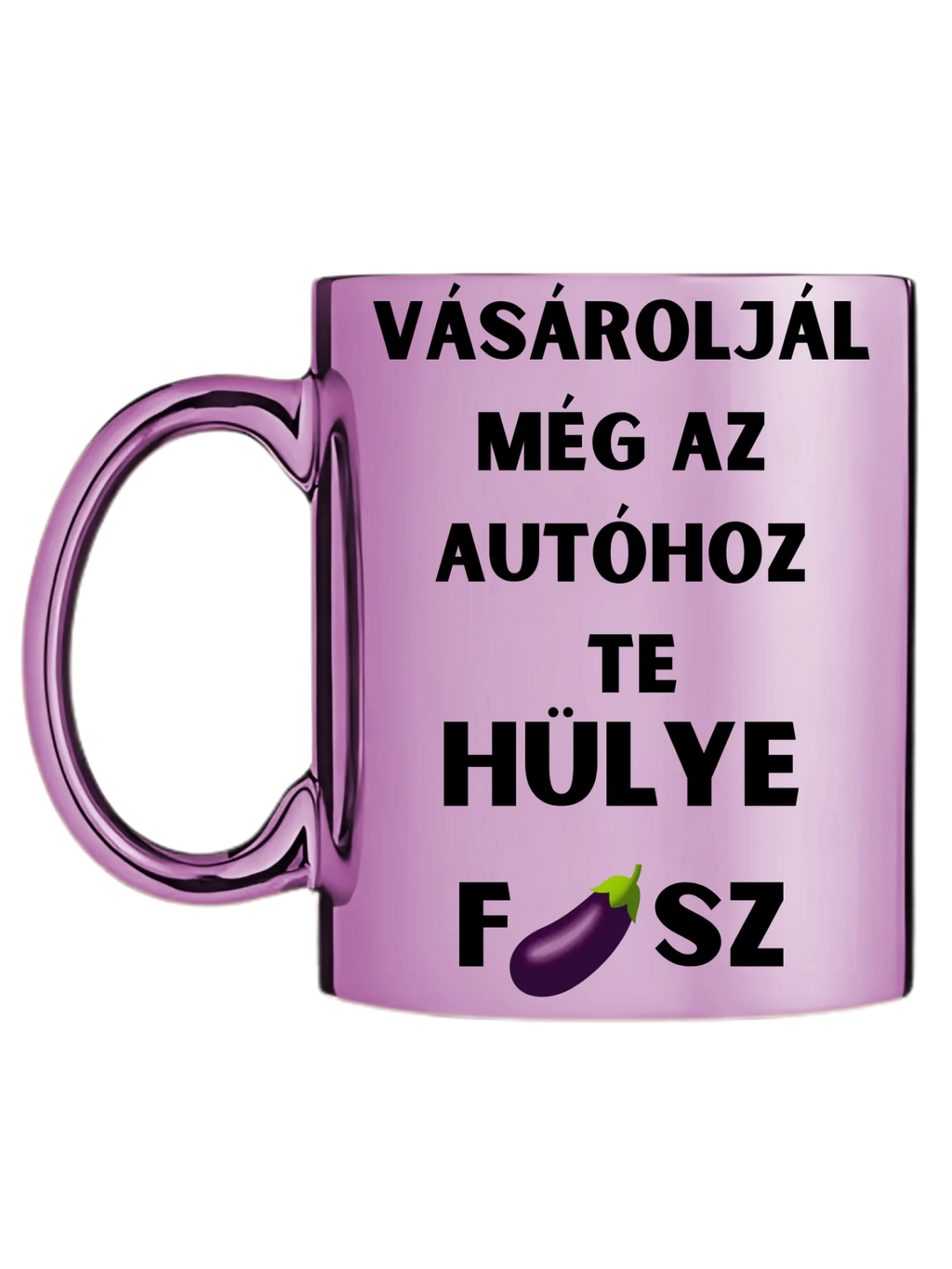 Rózsaszín metál bögre bal oldal