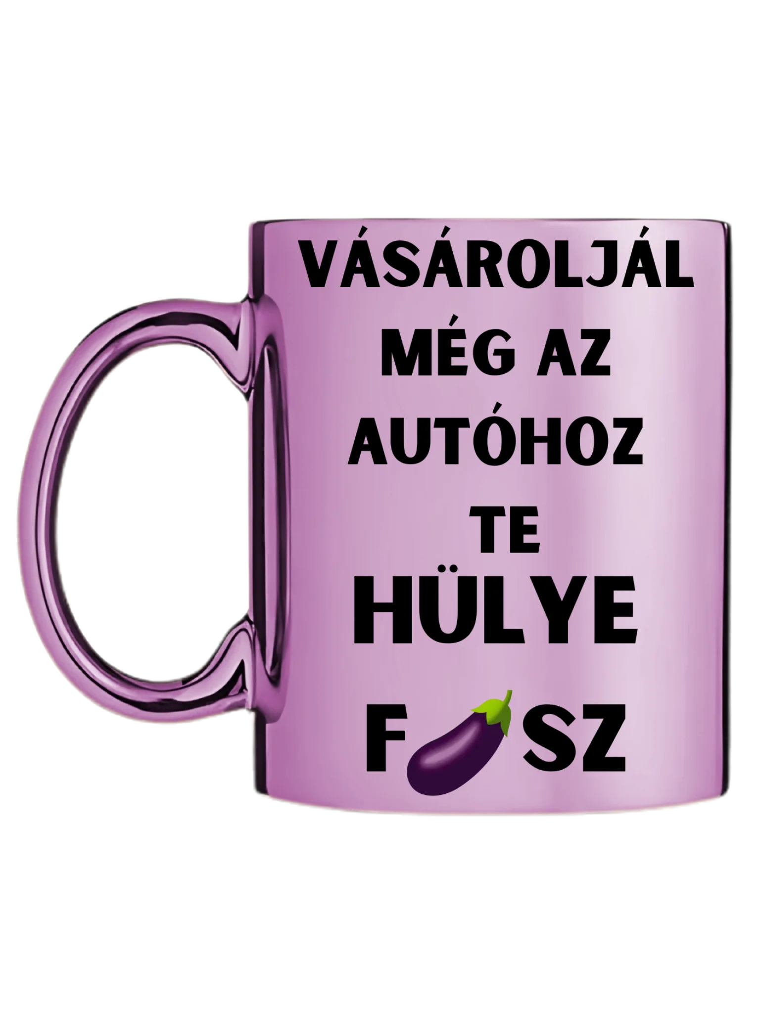 Rózsaszín metál bögre bal oldal