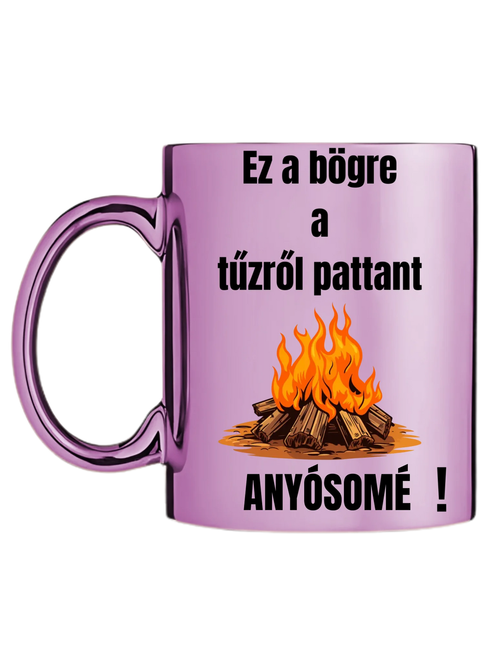 Rózsaszín metál bögre bal oldal
