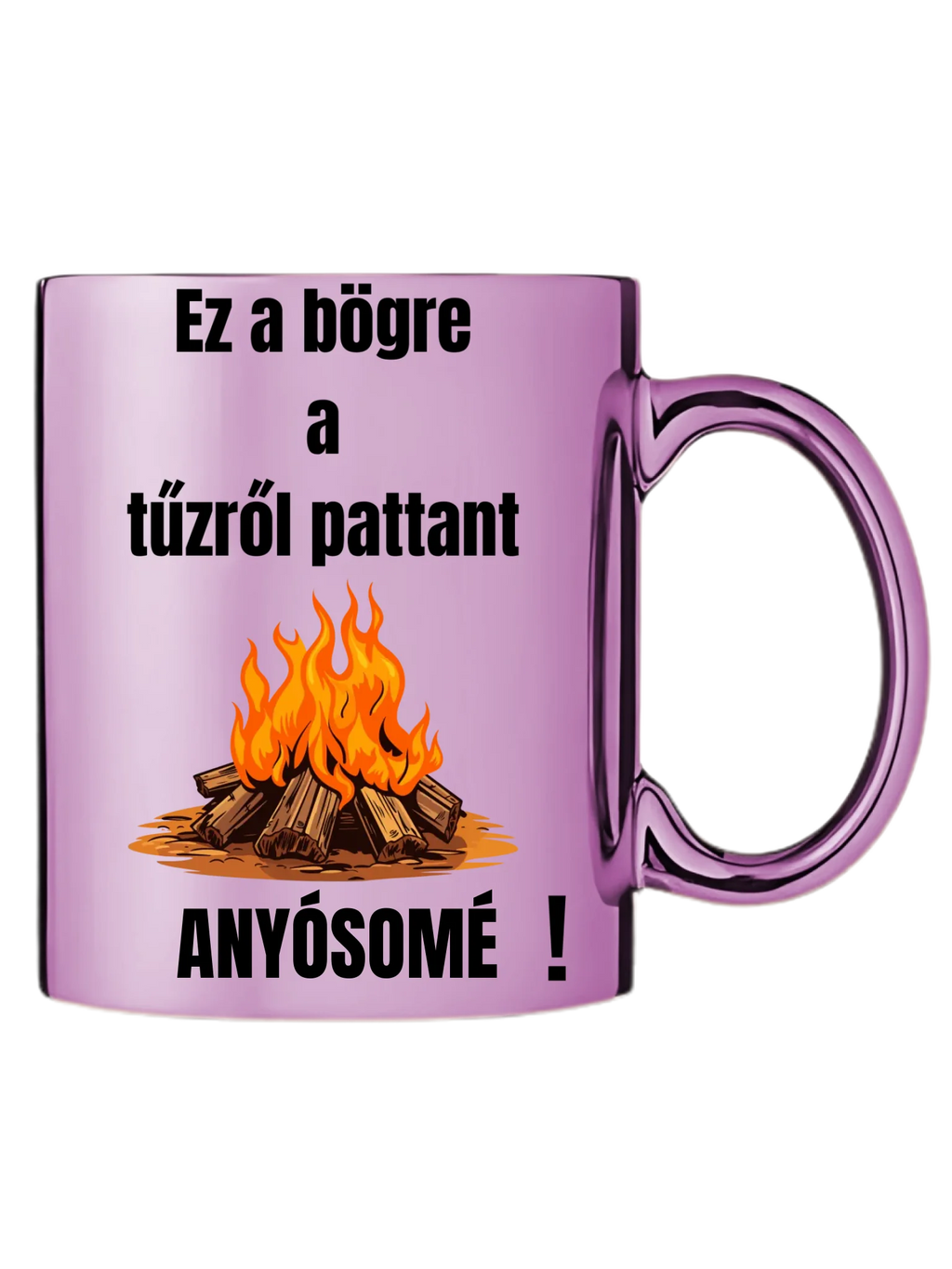 Rózsaszín metál bögre jobb oldal