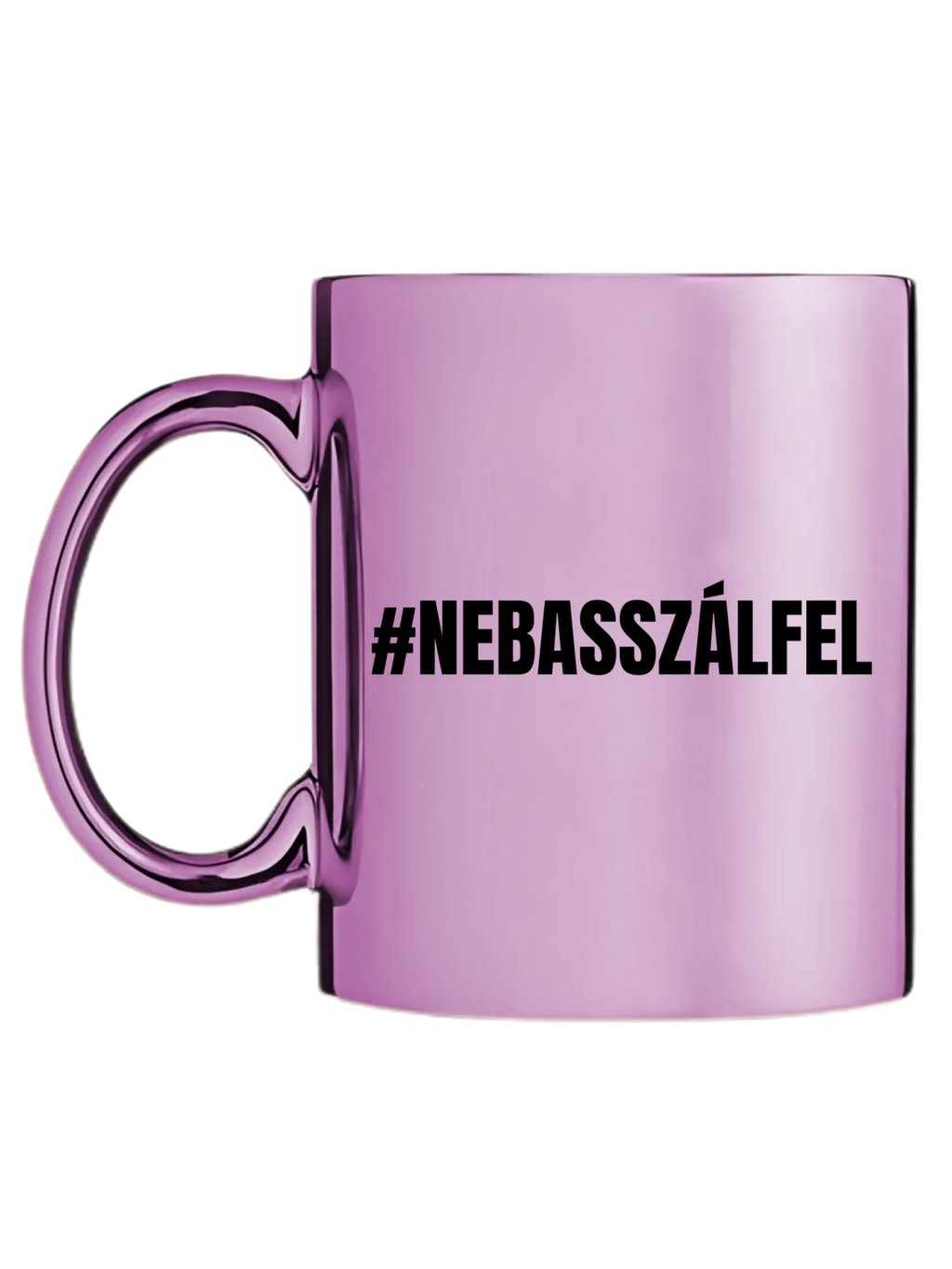 Rózsaszín metál bögre bal oldal