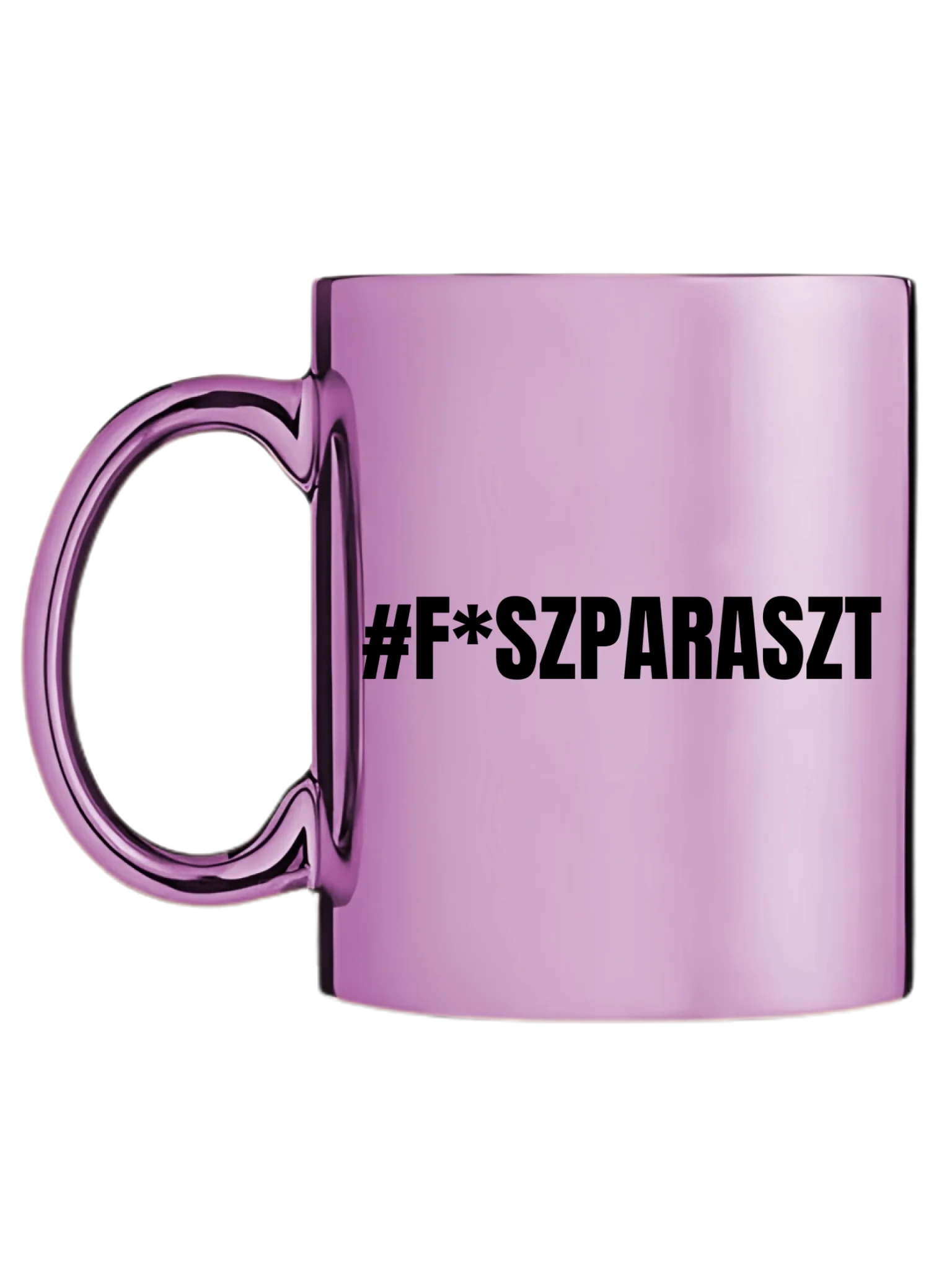 Rózsaszín metál bögre bal oldal