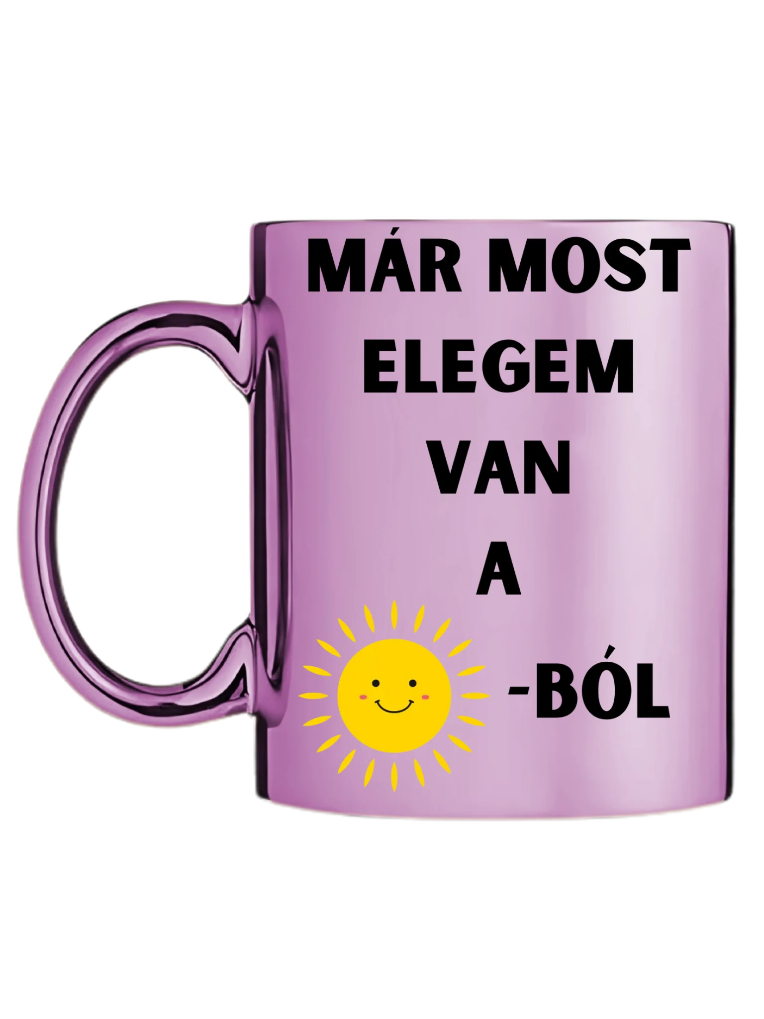 Rózsaszín metál bögre bal oldal