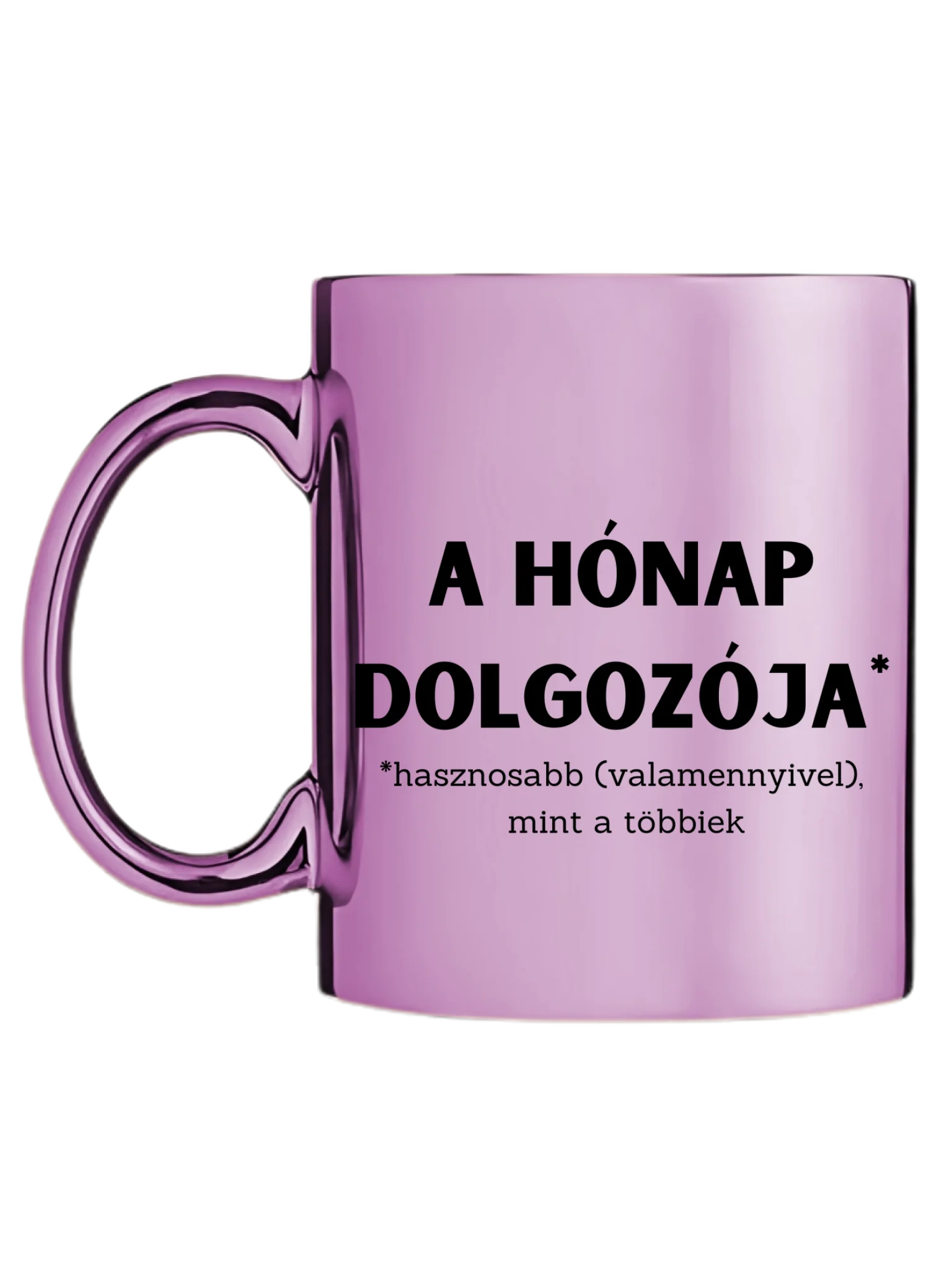 Rózsaszín metál bögre bal oldal