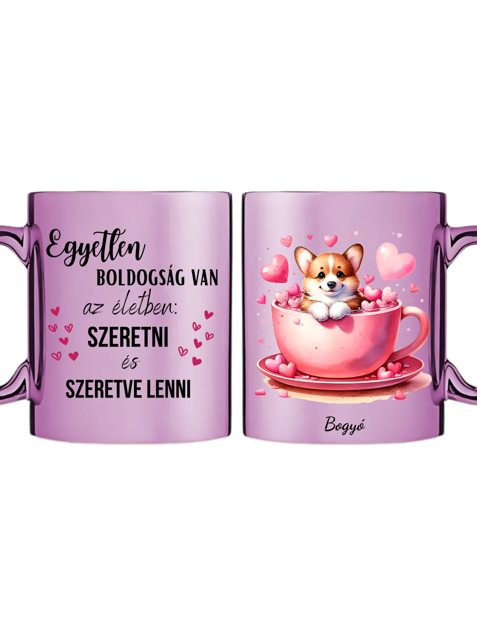 Rózsaszín metál bögre kettős