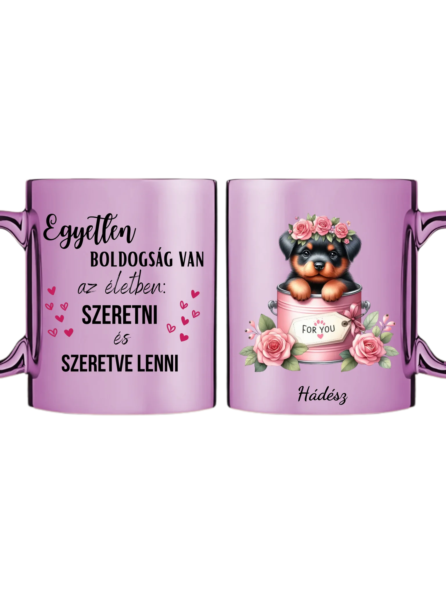 Rózsaszín metál bögre kettős