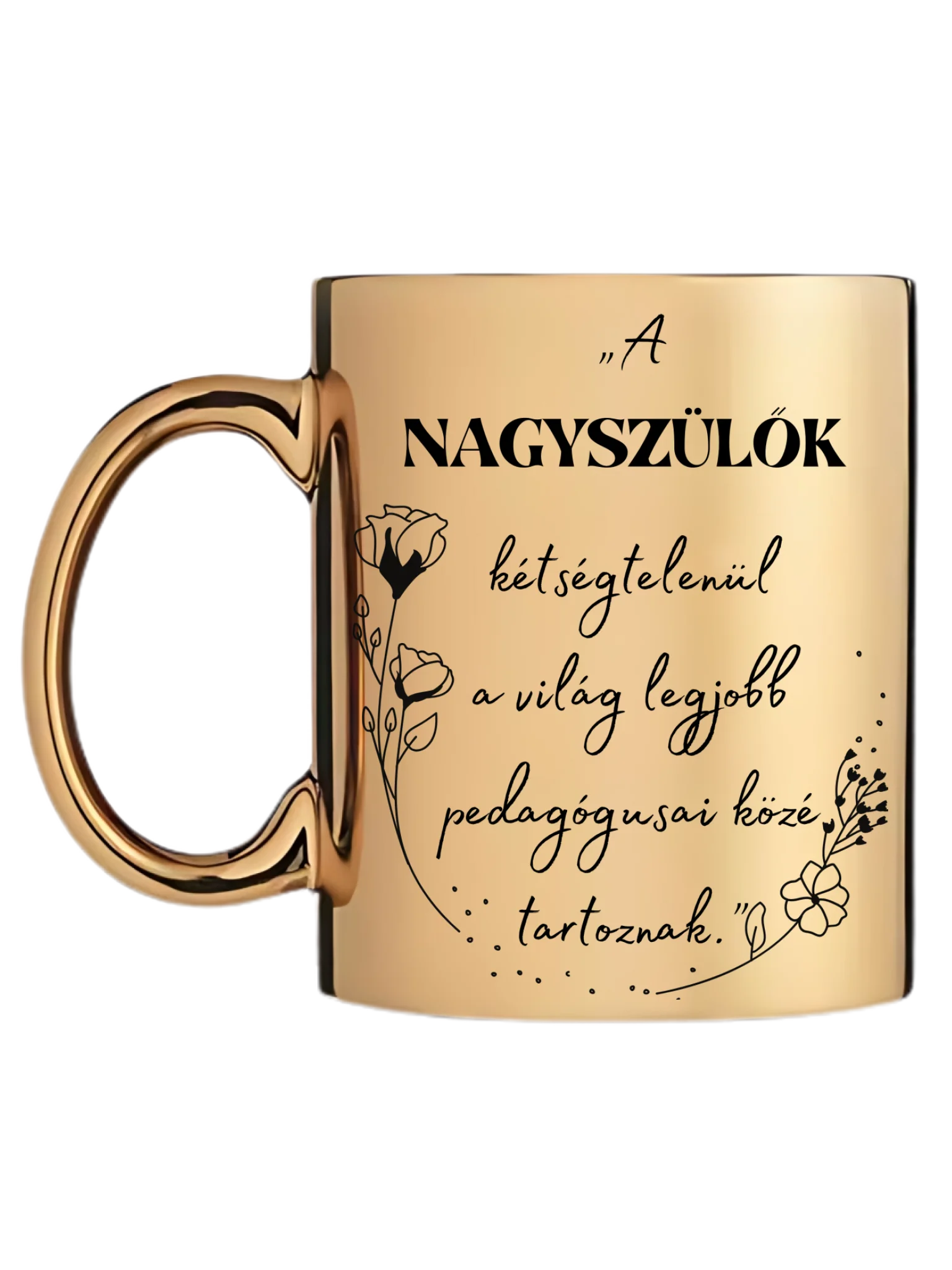 Arany metál bögre bal oldal