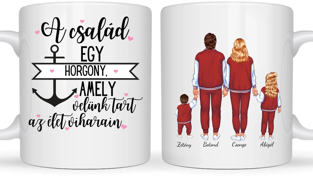 Család laza ruhában - Egyedi személyre szabható bögre