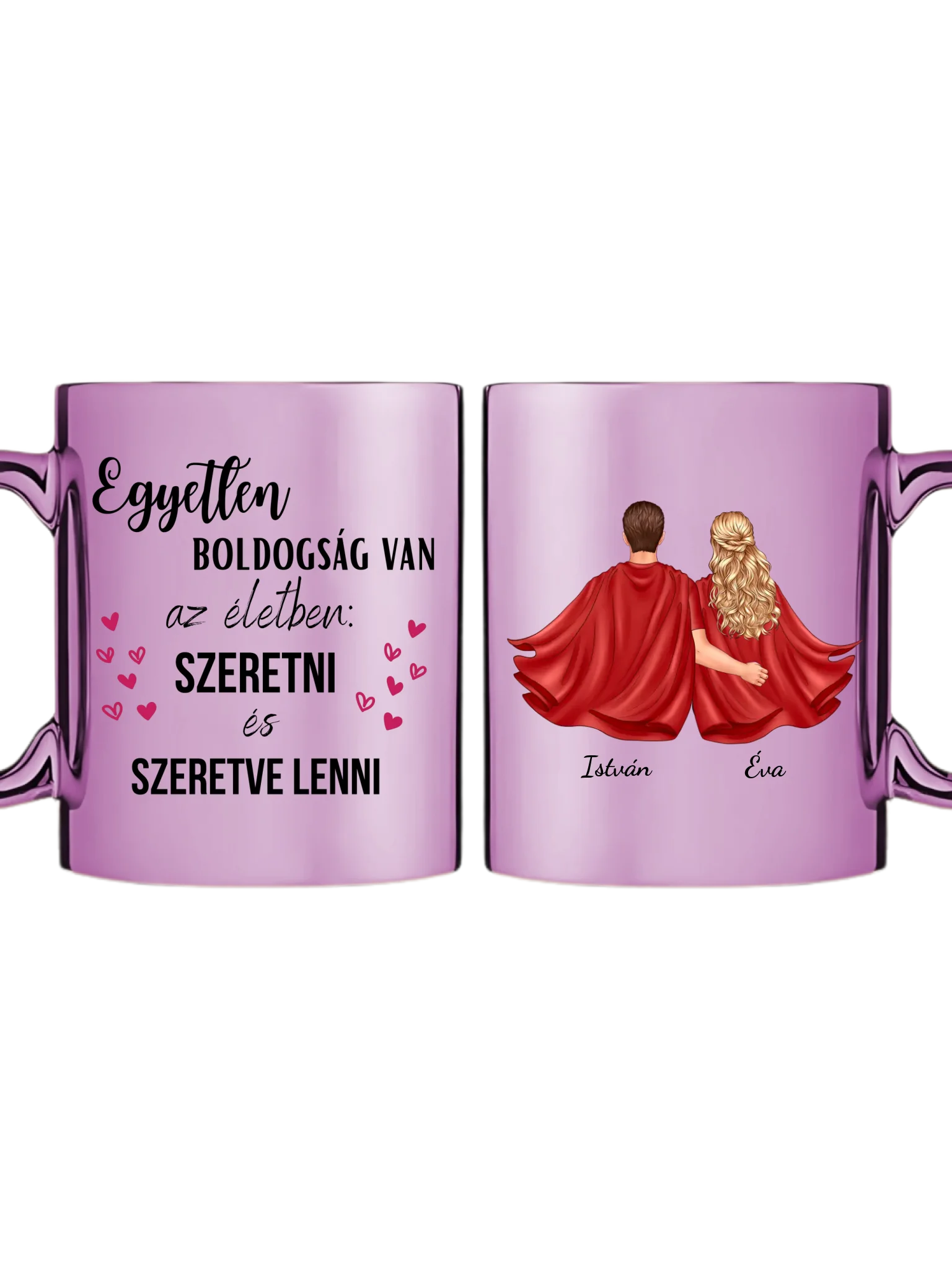 Rózsaszín metál bögre kettős