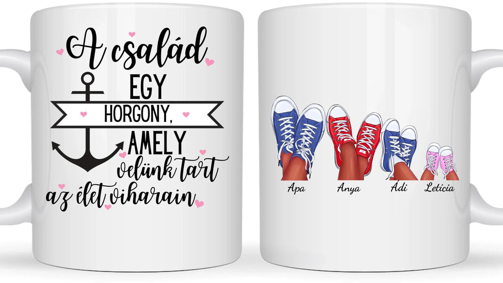 Családi lábak - Akár 4 cipővel is, egyedi személyre szabható bögre