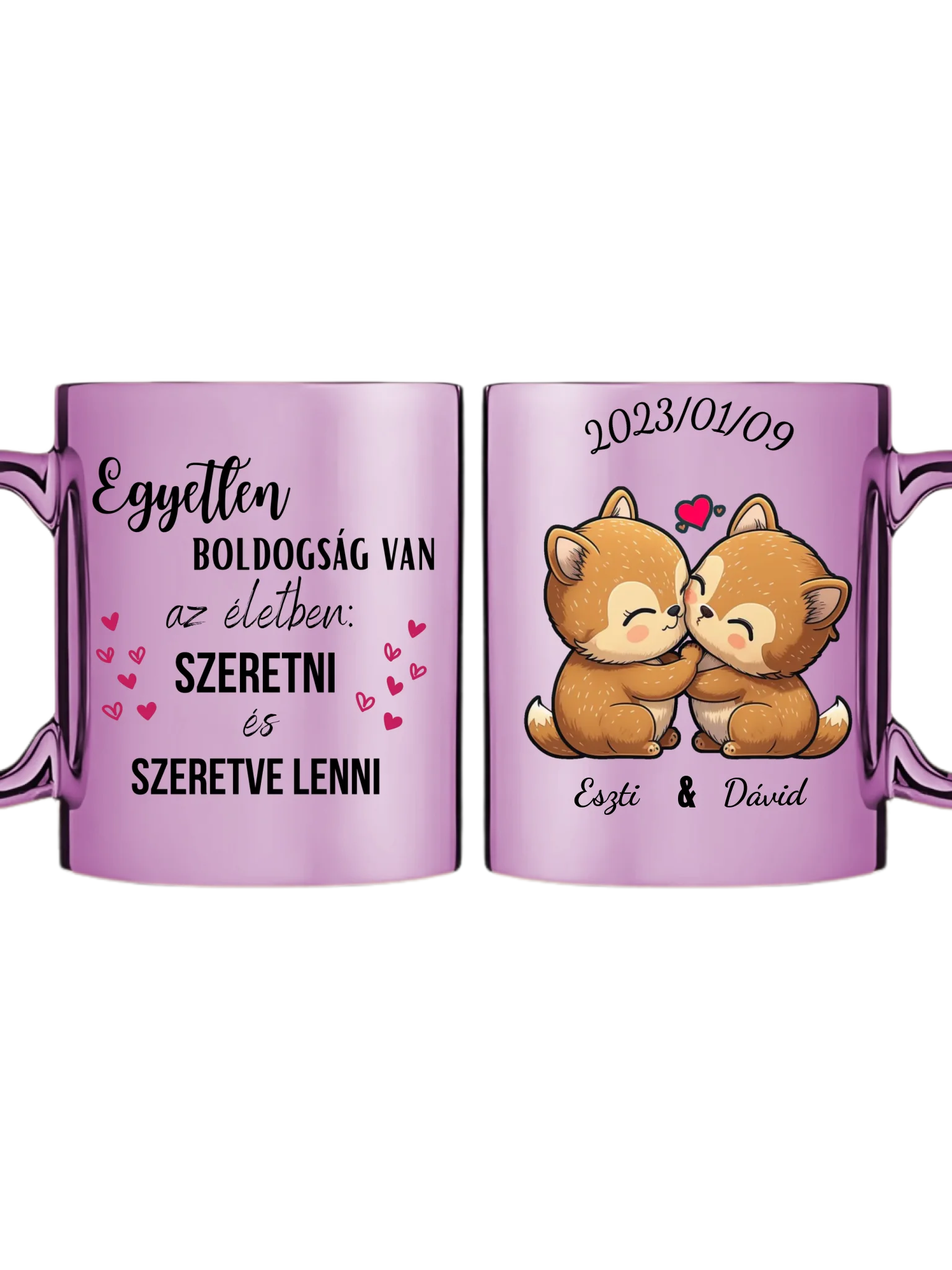 Rózsaszín metál bögre kettős