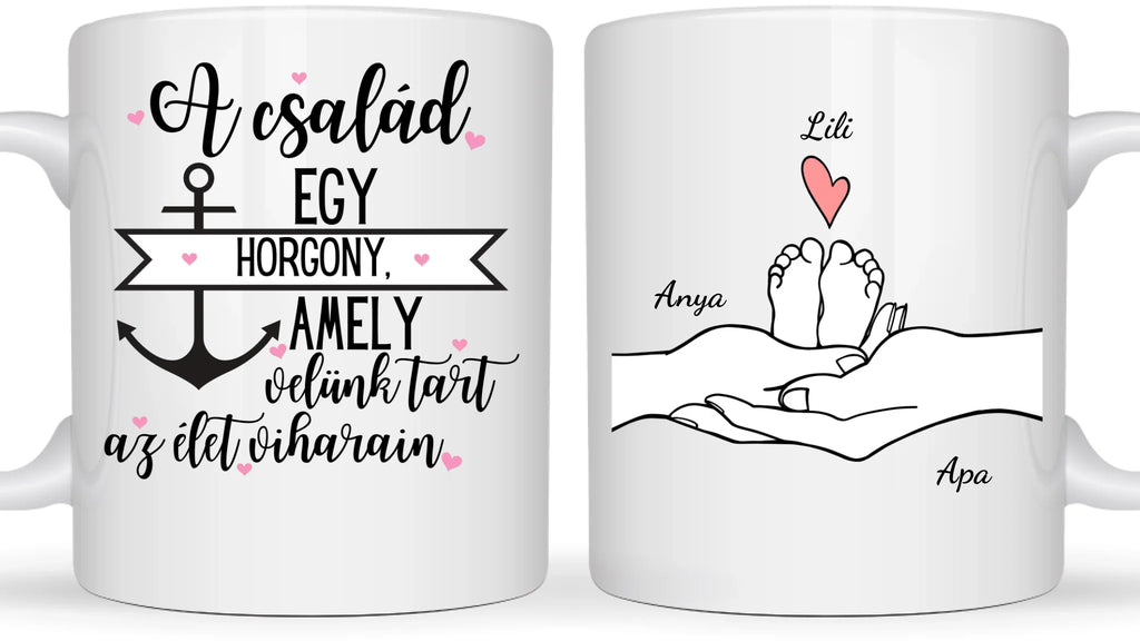 Családi kezek és Baba láb - Egyedi személyre szabható bögre