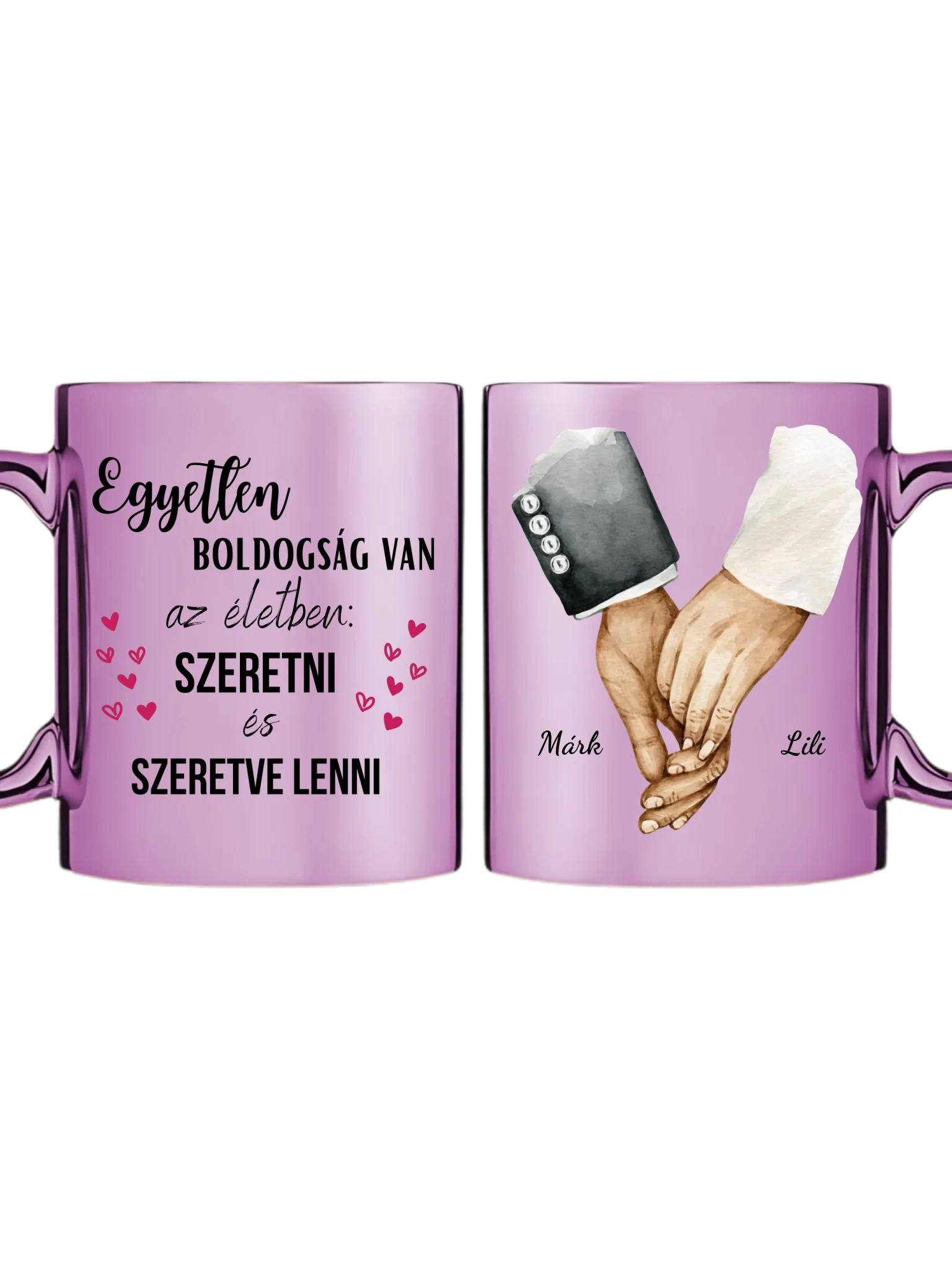 Rózsaszín metál bögre kettős