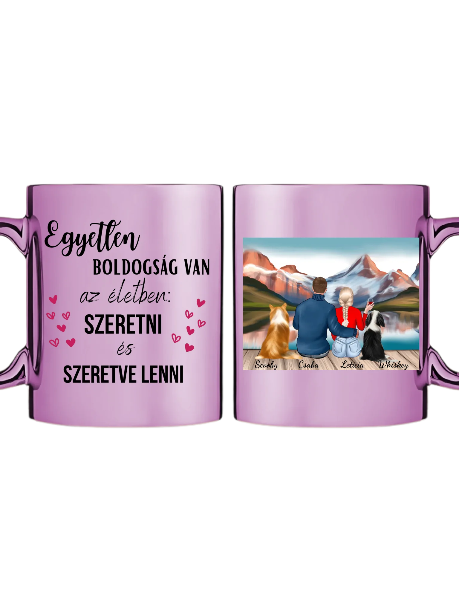 Rózsaszín metál bögre kettős