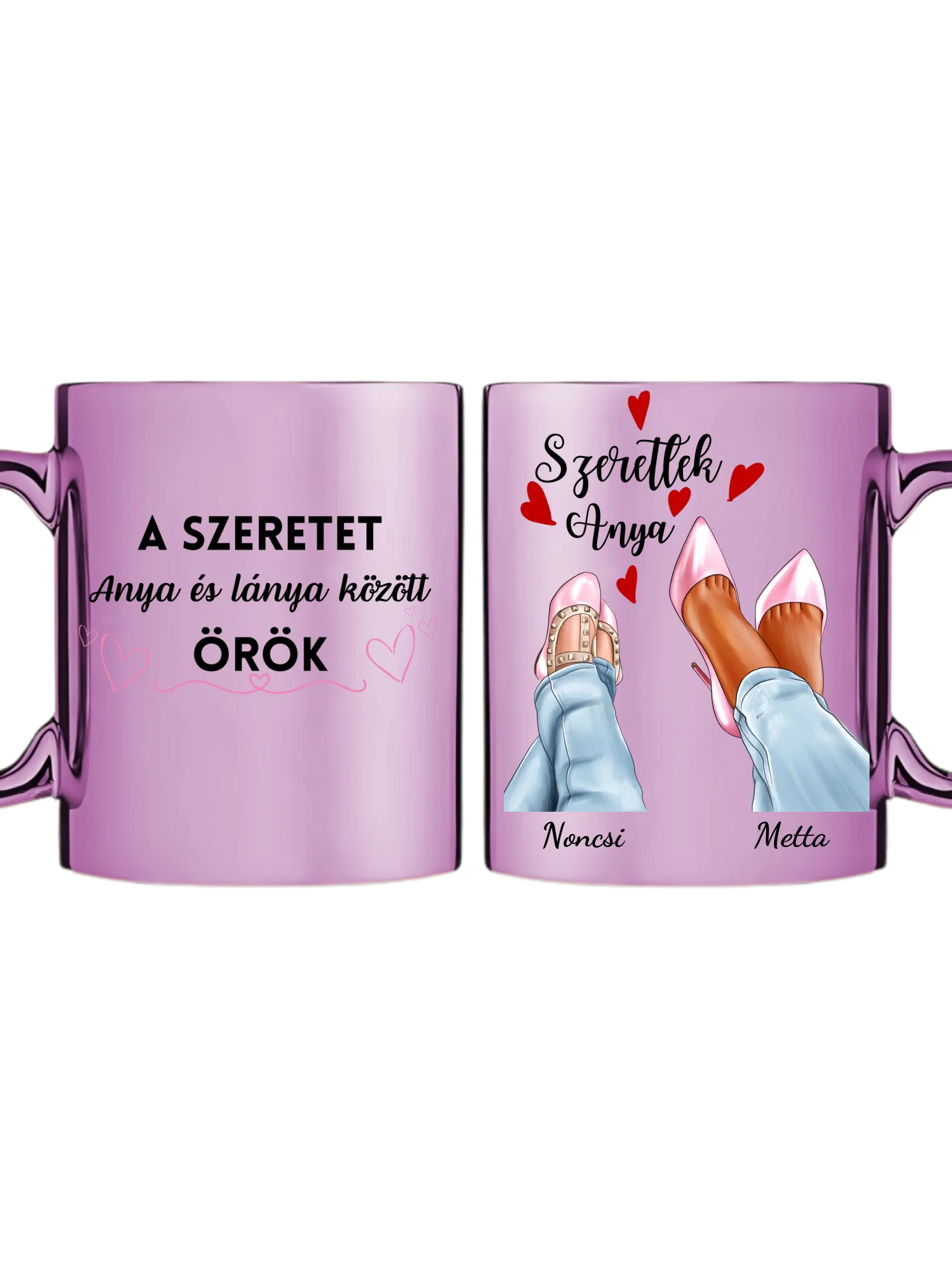 Rózsaszín metál bögre kettős