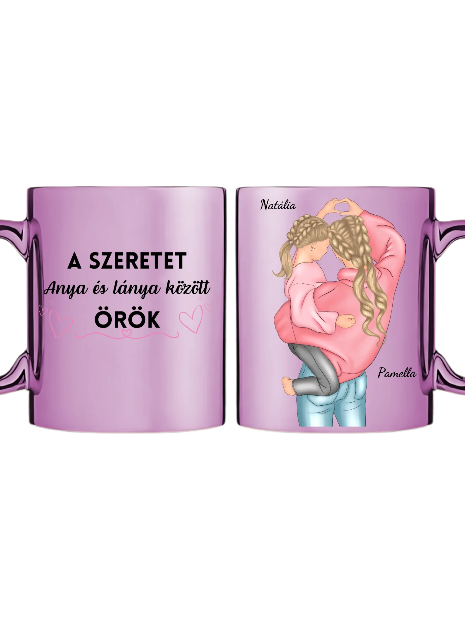 Rózsaszín metál bögre kettős