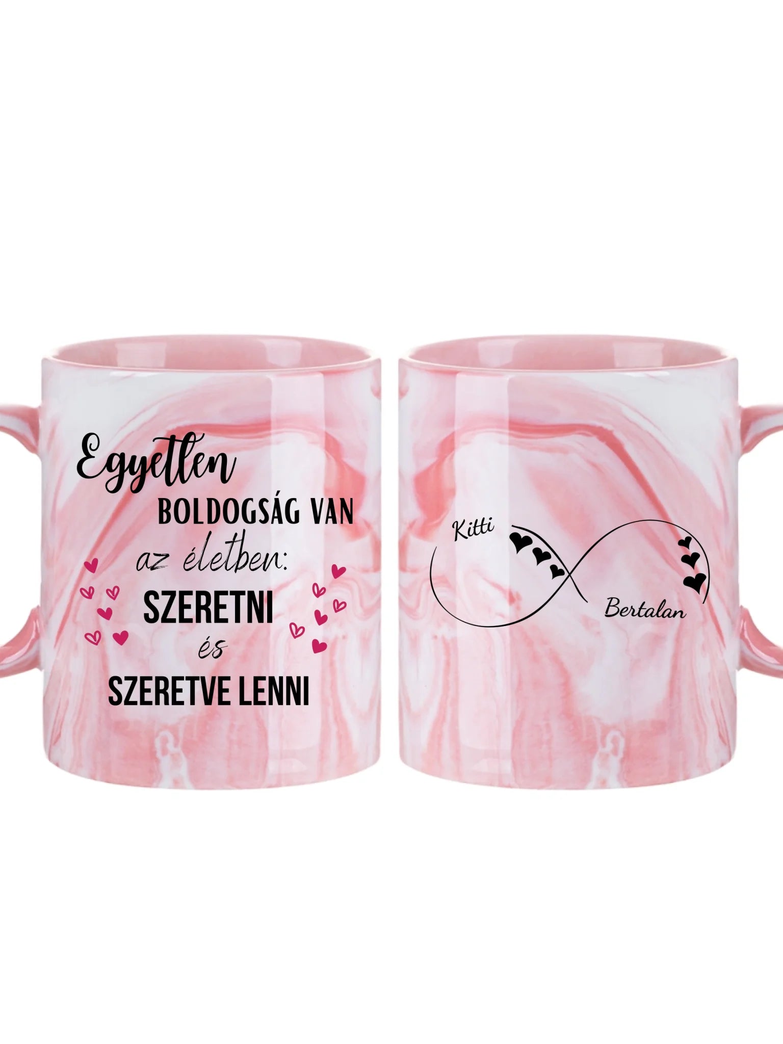 Végtelen jel szívecskékkel - Egyedi személyre szabható bögre