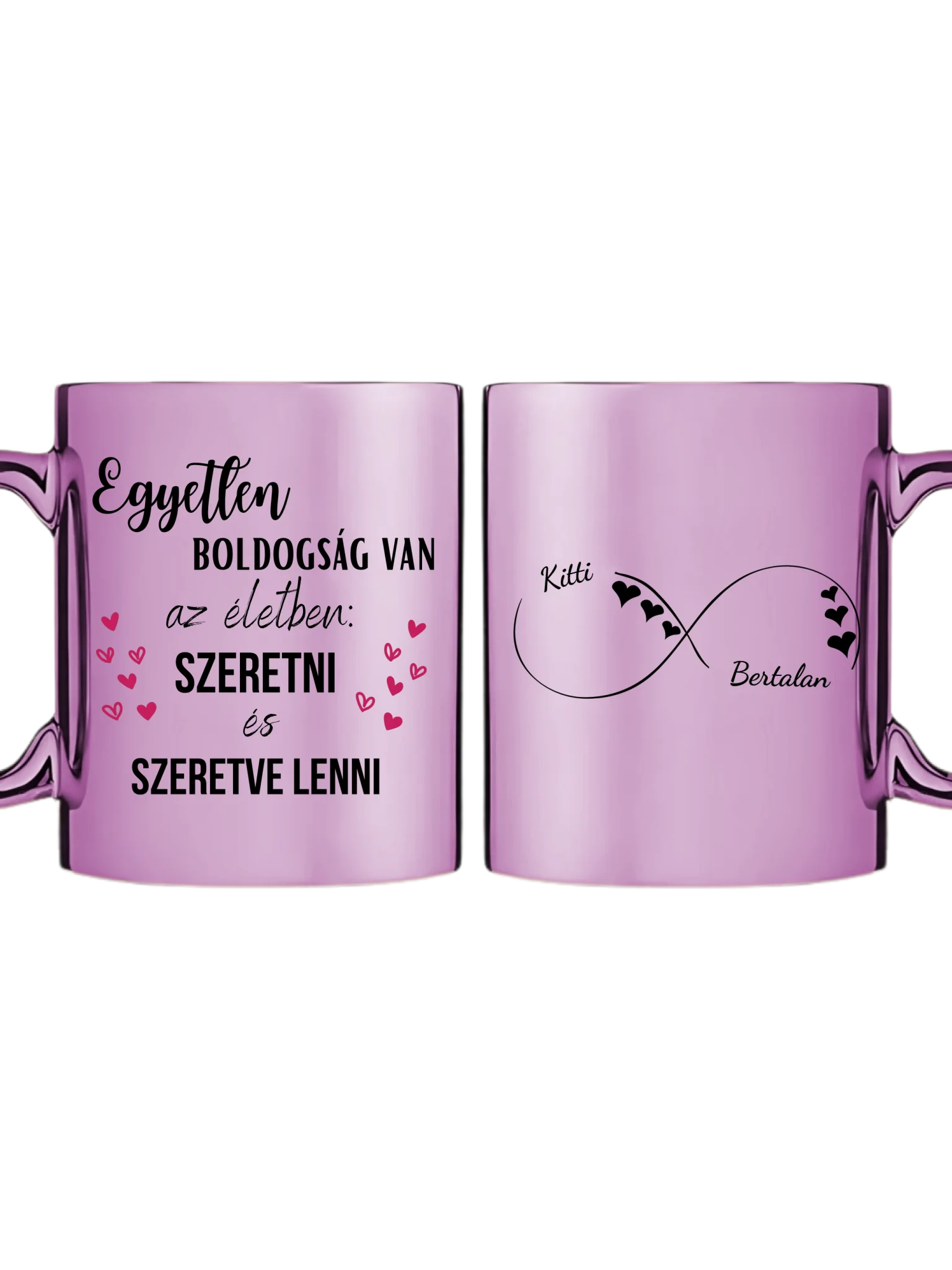 Rózsaszín metál bögre kettős