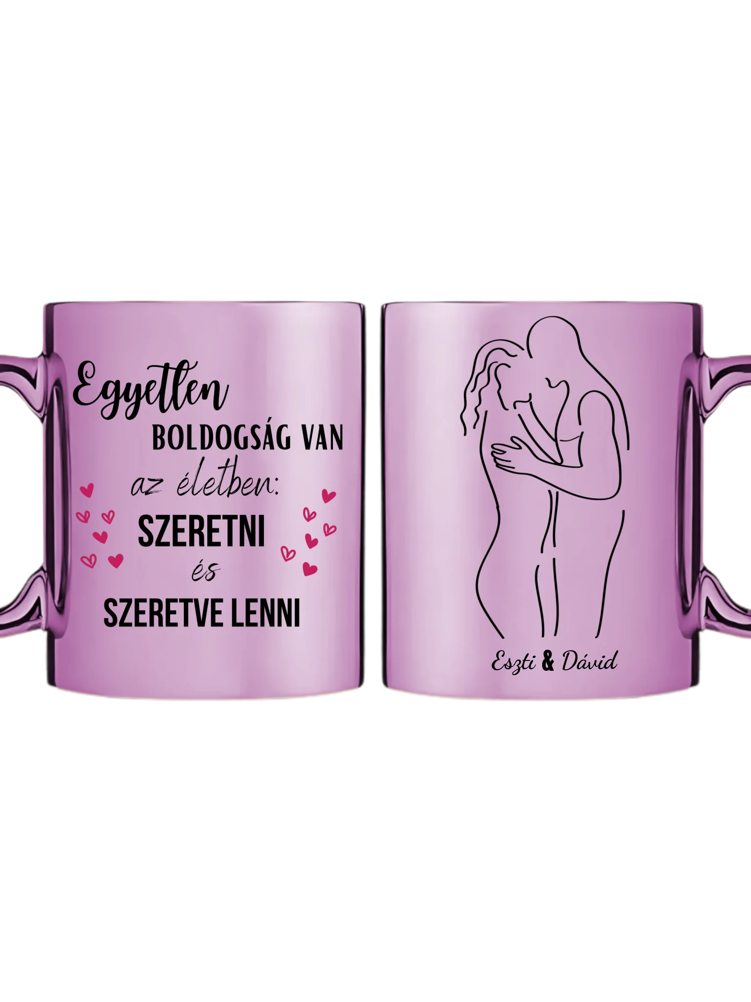 Rózsaszín metál bögre kettős
