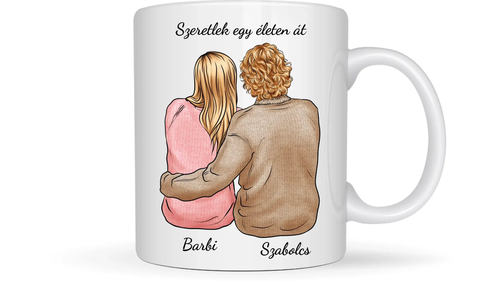 Pulcsis összebújós páros - Egyedi személyre szabható bögre